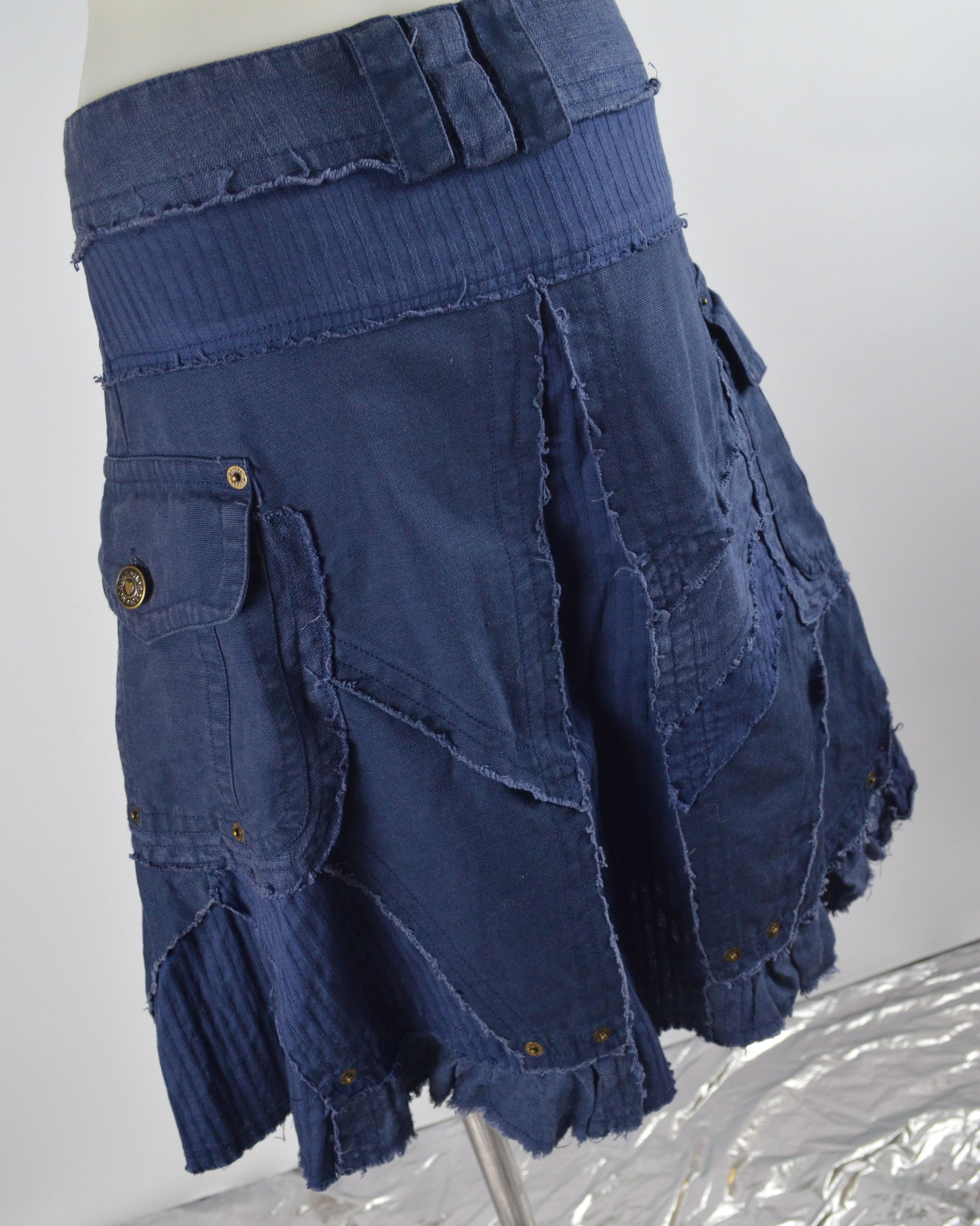 Y2K PATCHWORK A-LINE DENIM SKIRT