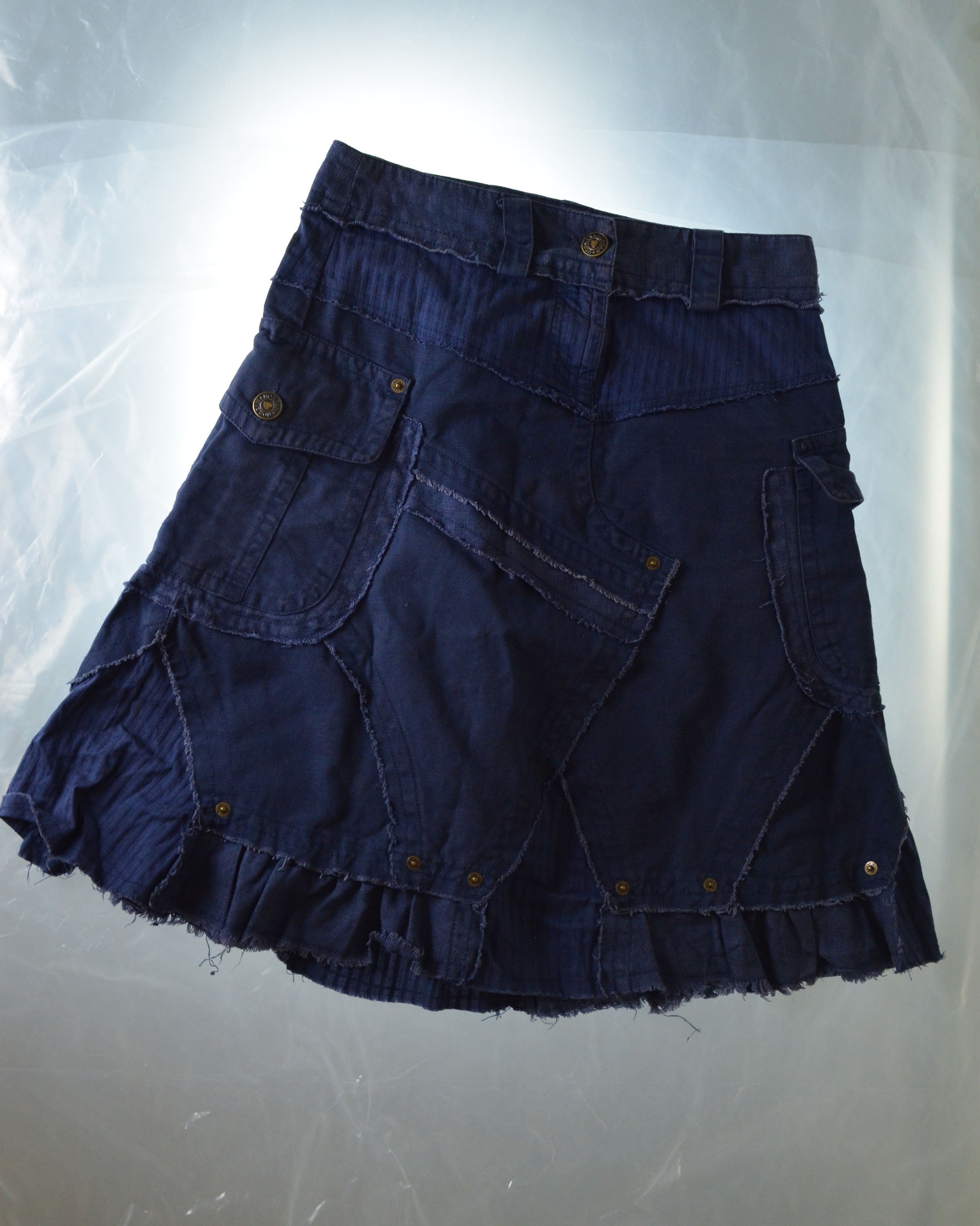 Y2K PATCHWORK A-LINE DENIM SKIRT