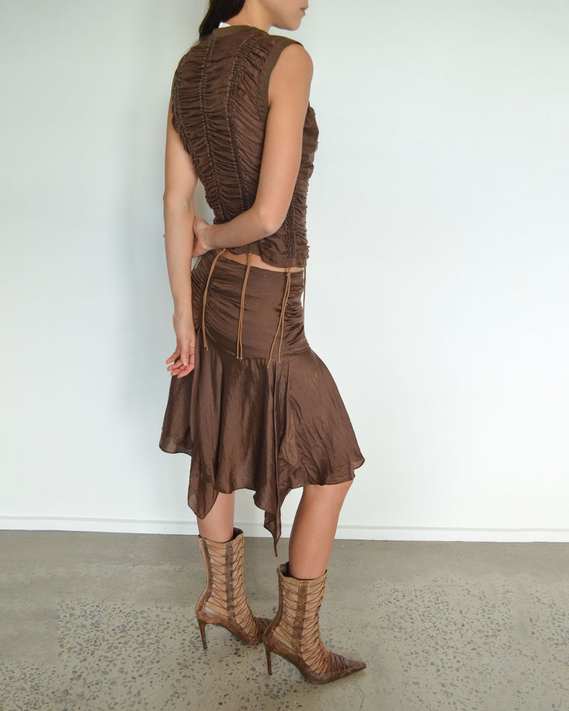 RUCHED SILK COTTON TWO PIECE SET