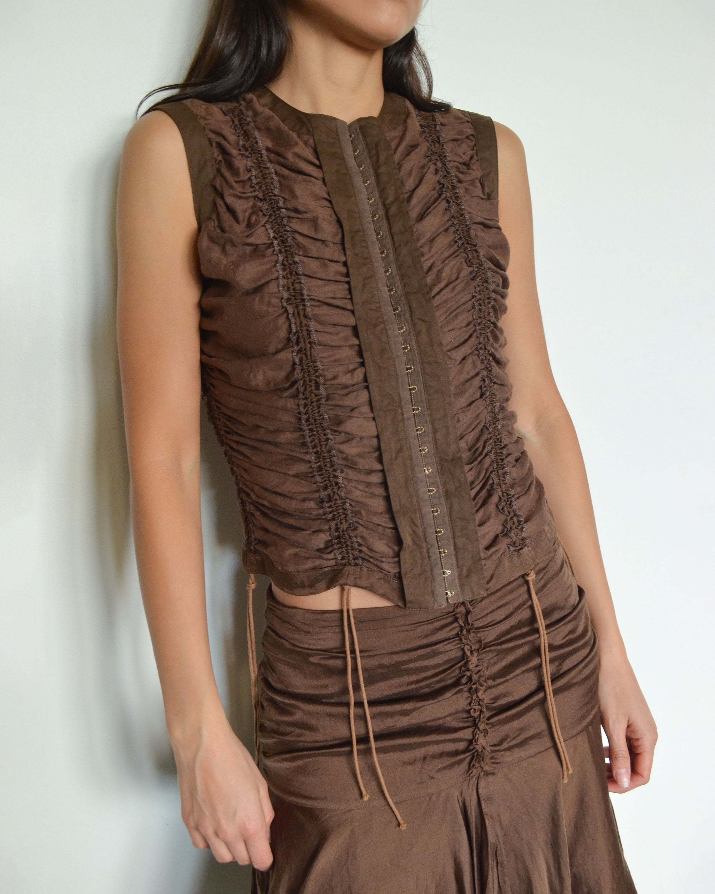 RUCHED SILK COTTON TWO PIECE SET