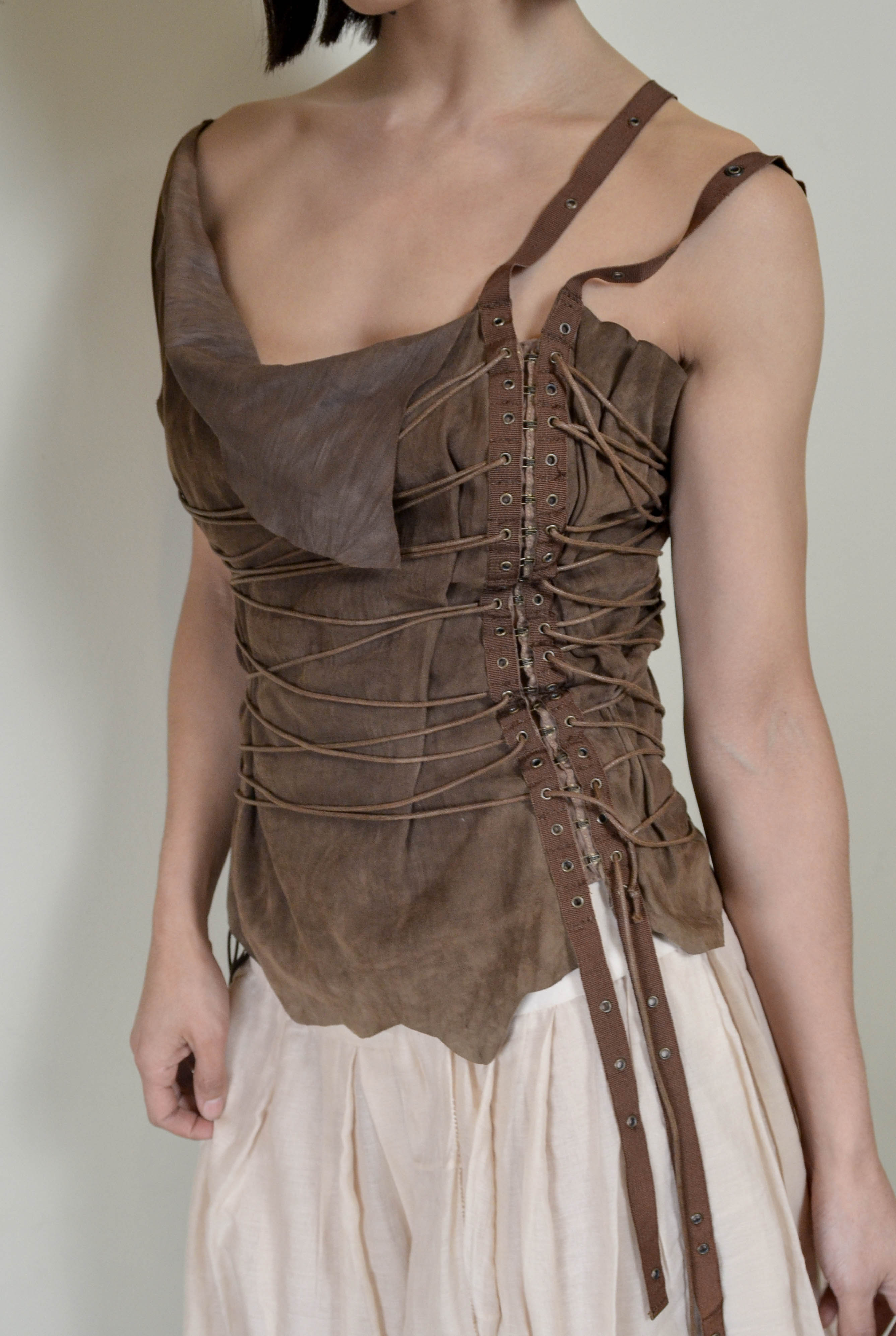 SS2003 LEATHER BONDAGE CORSET TOP