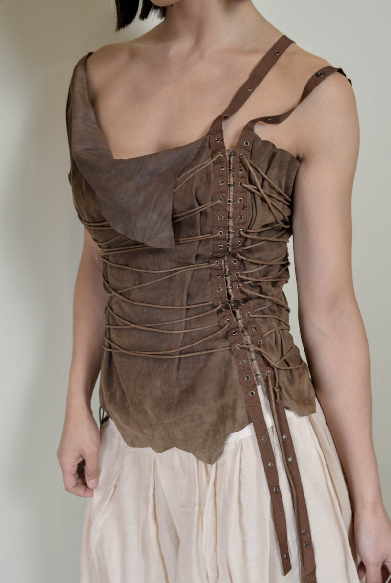SS2003 LEATHER BONDAGE CORSET TOP