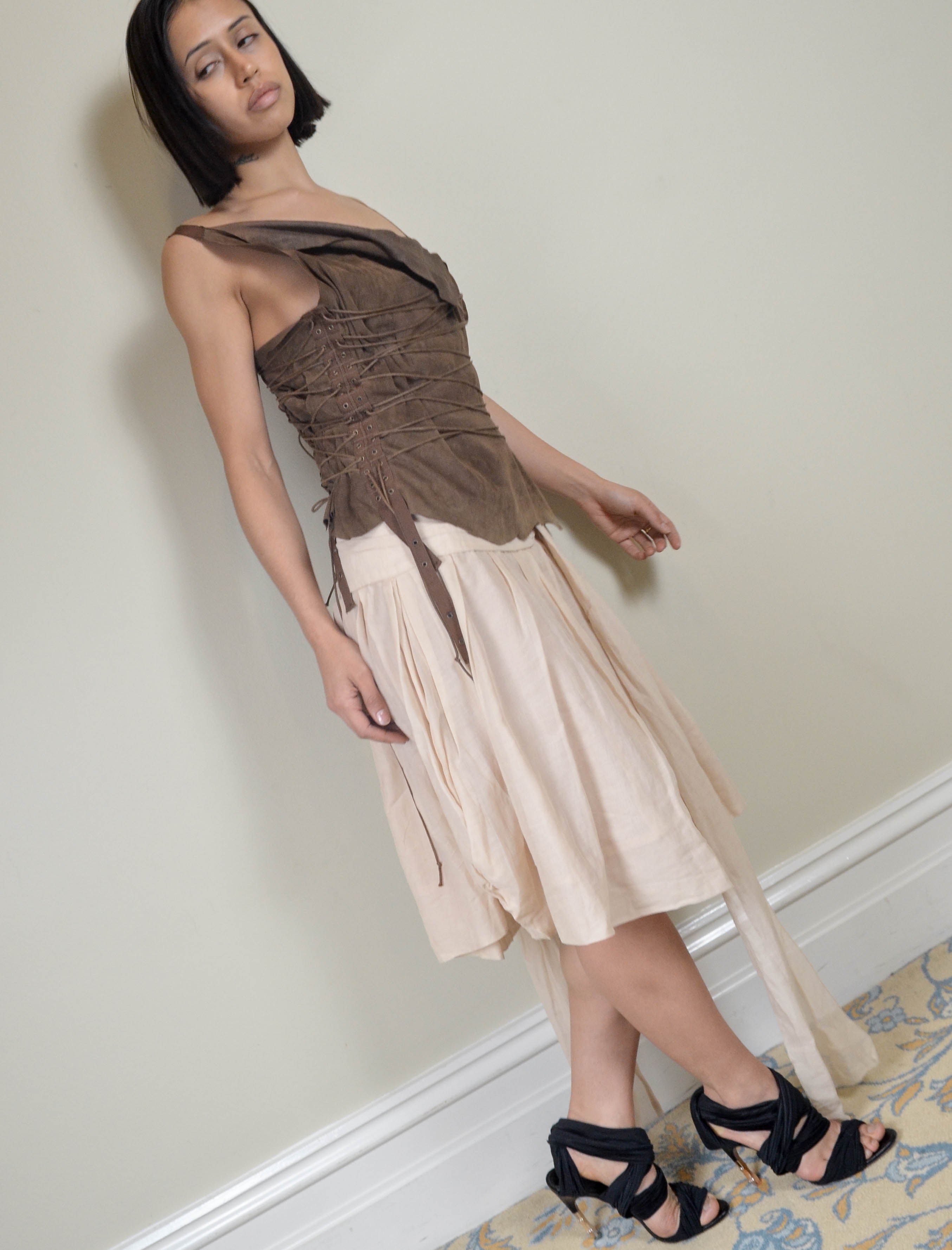 SS2003 LEATHER BONDAGE CORSET TOP
