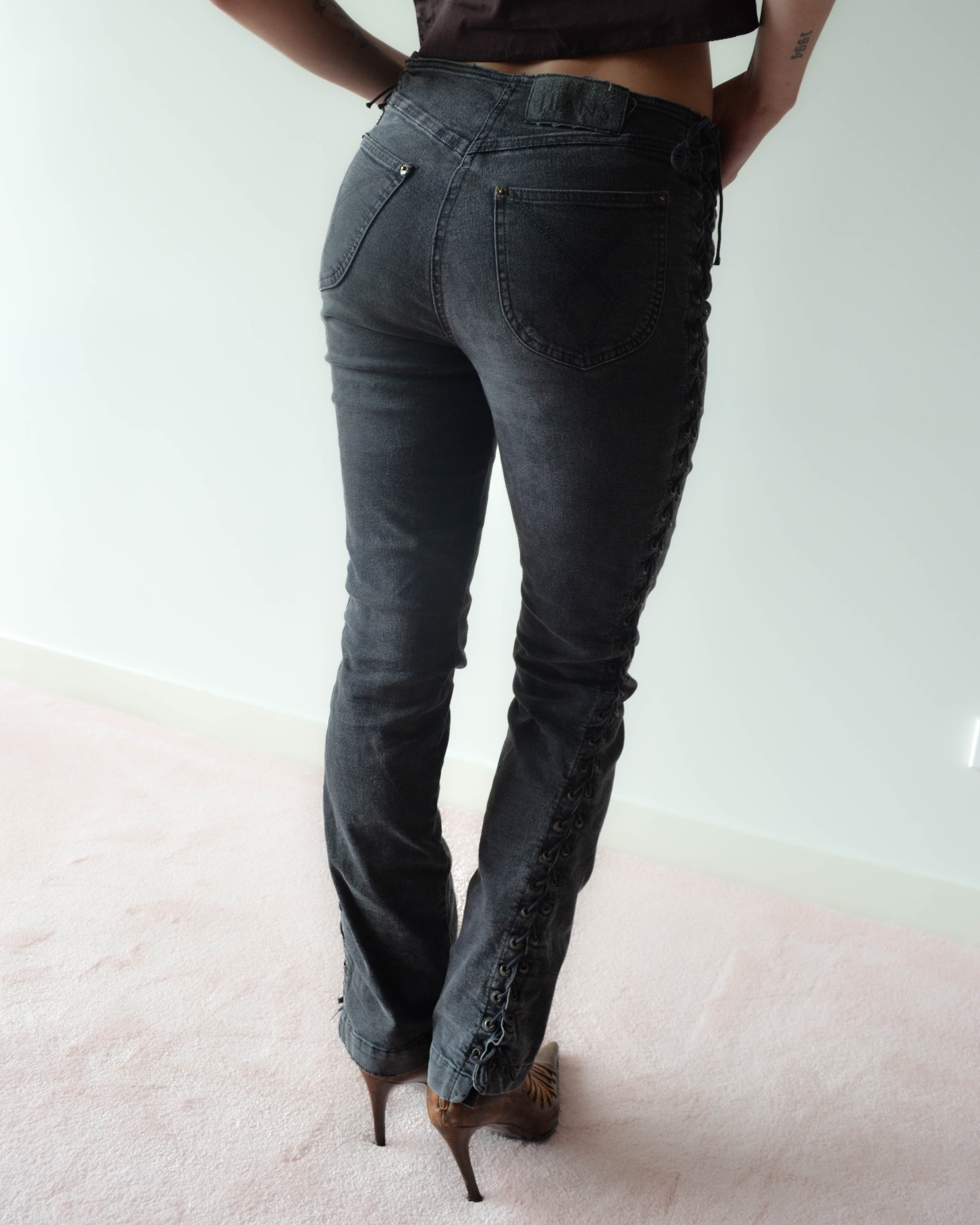 00S LACE-UP DENIM JEANS
