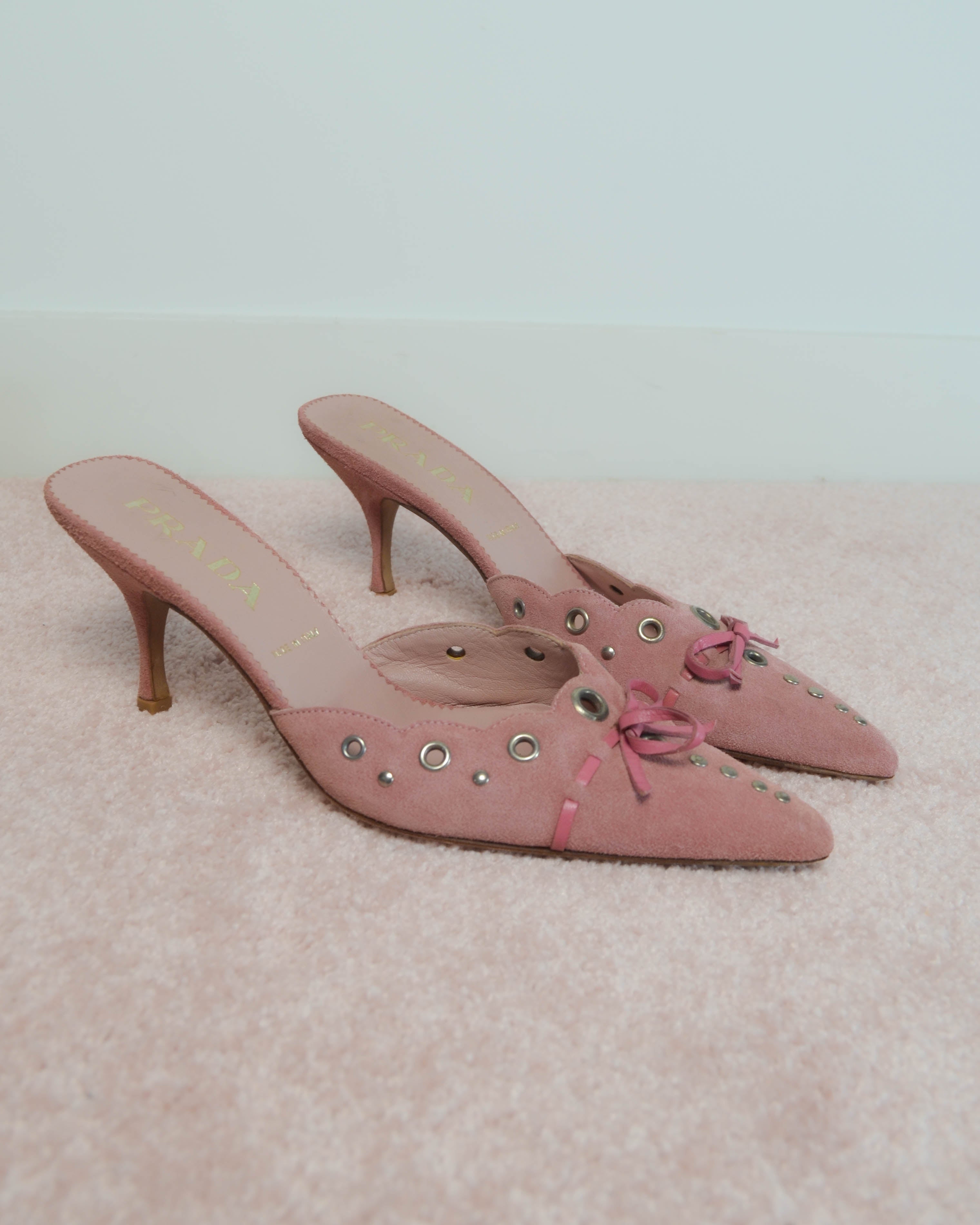 00s PINK SUEDE EYELET MULES