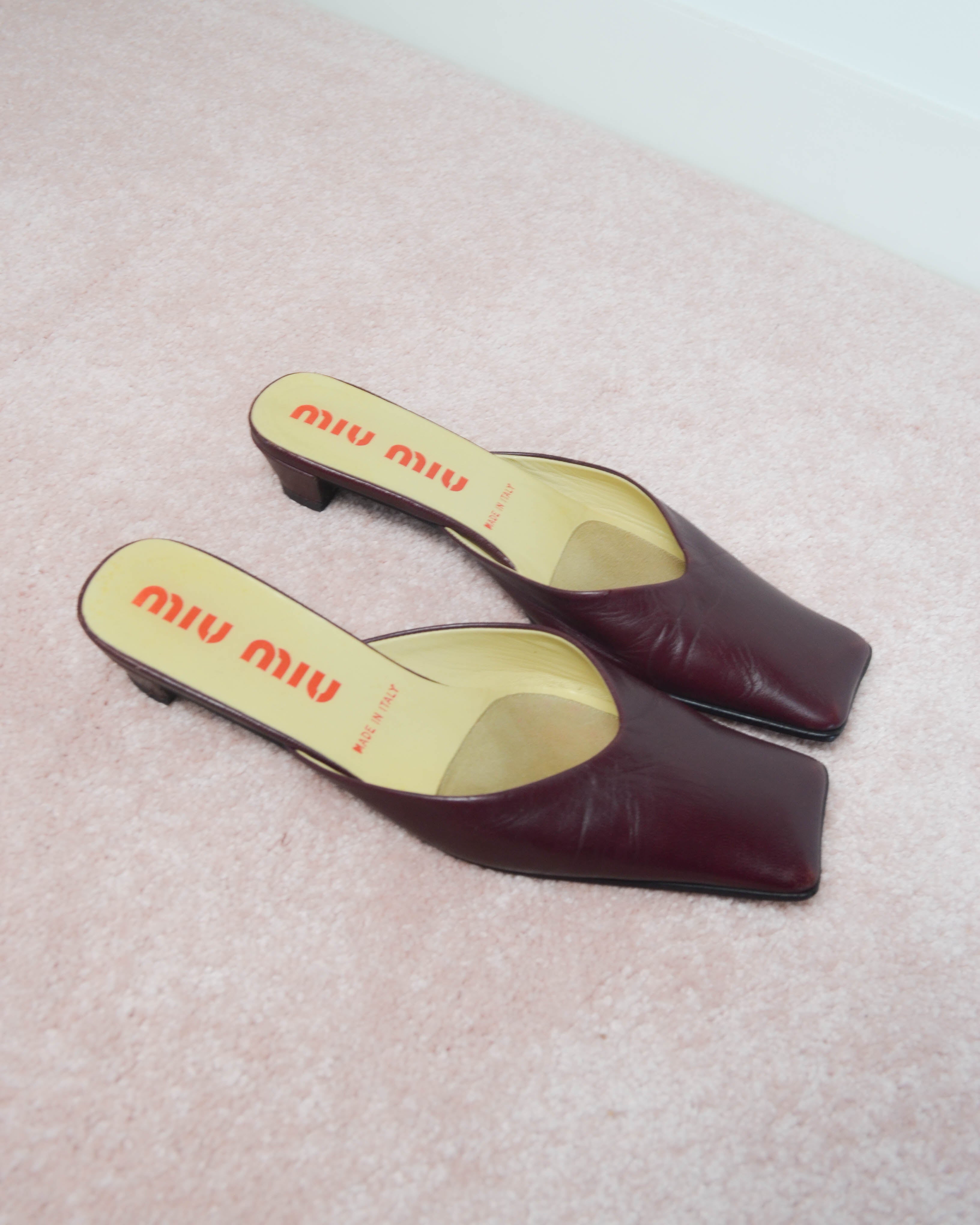 00s SQUARE TOE LEATHER MULES