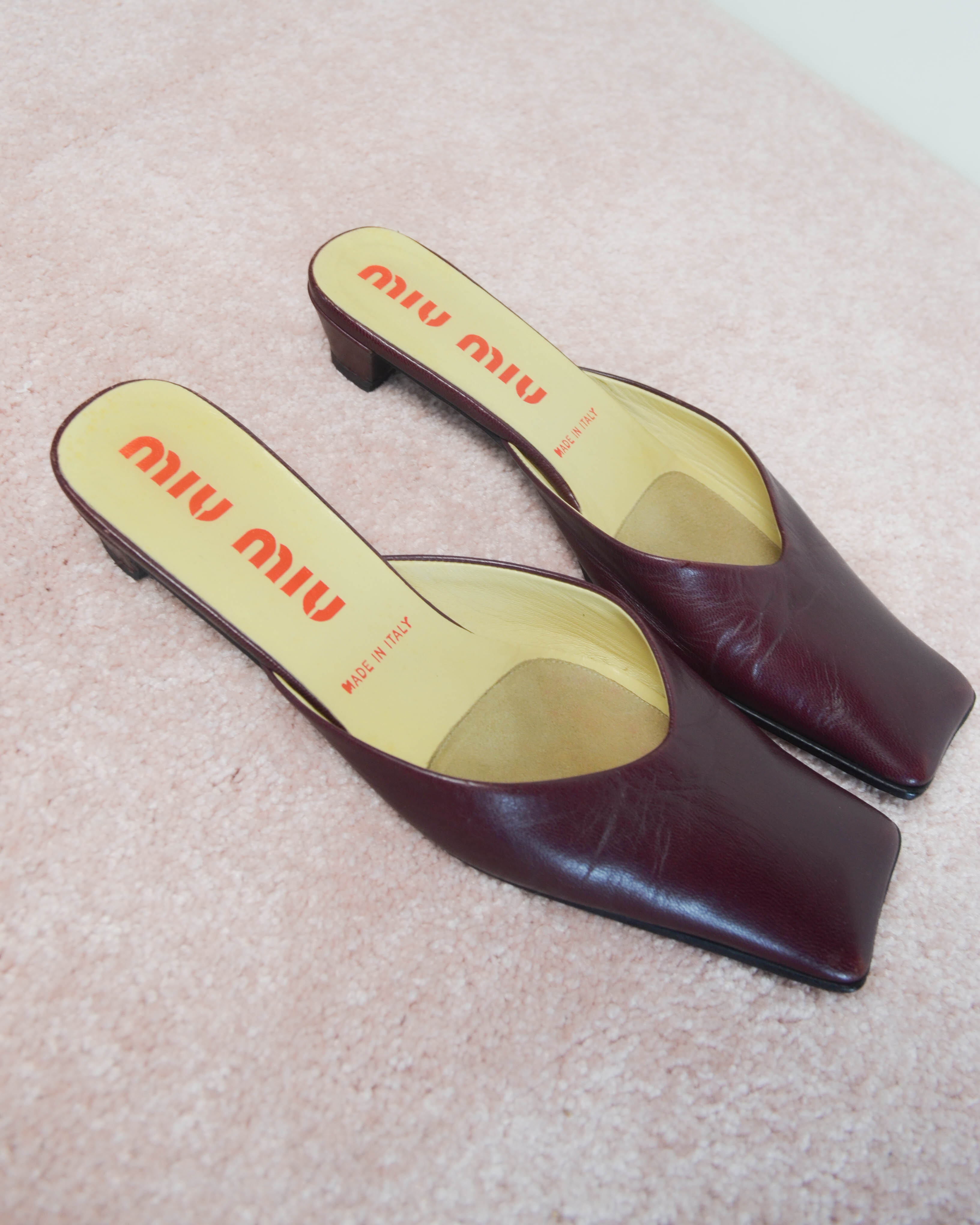 00s SQUARE TOE LEATHER MULES