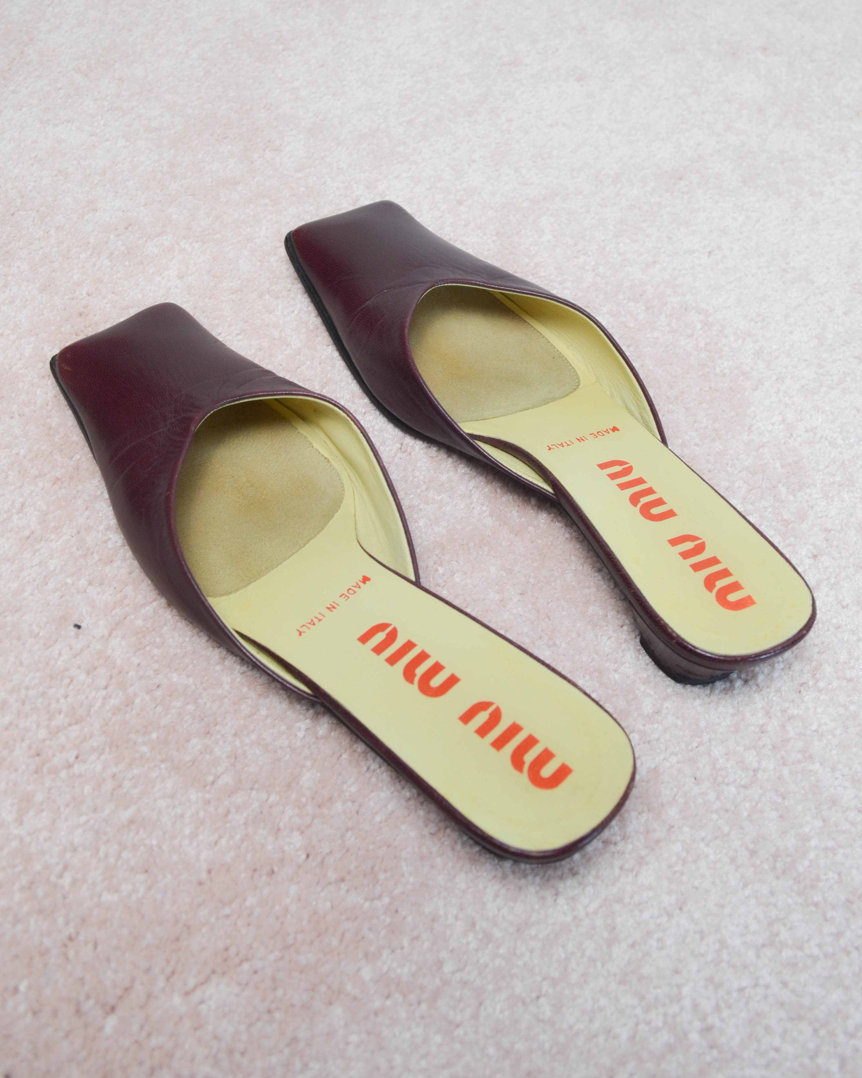00s SQUARE TOE LEATHER MULES