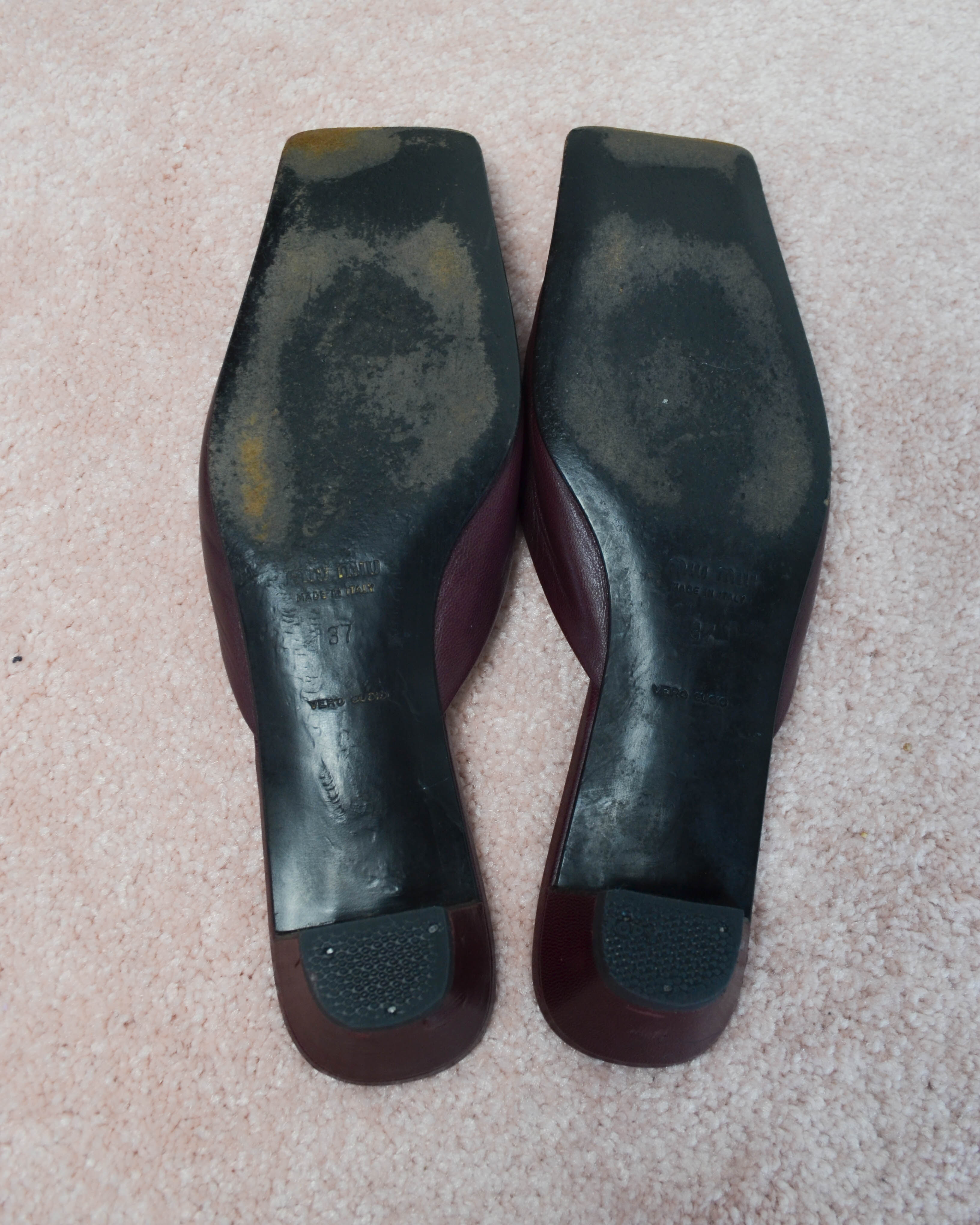 00s SQUARE TOE LEATHER MULES
