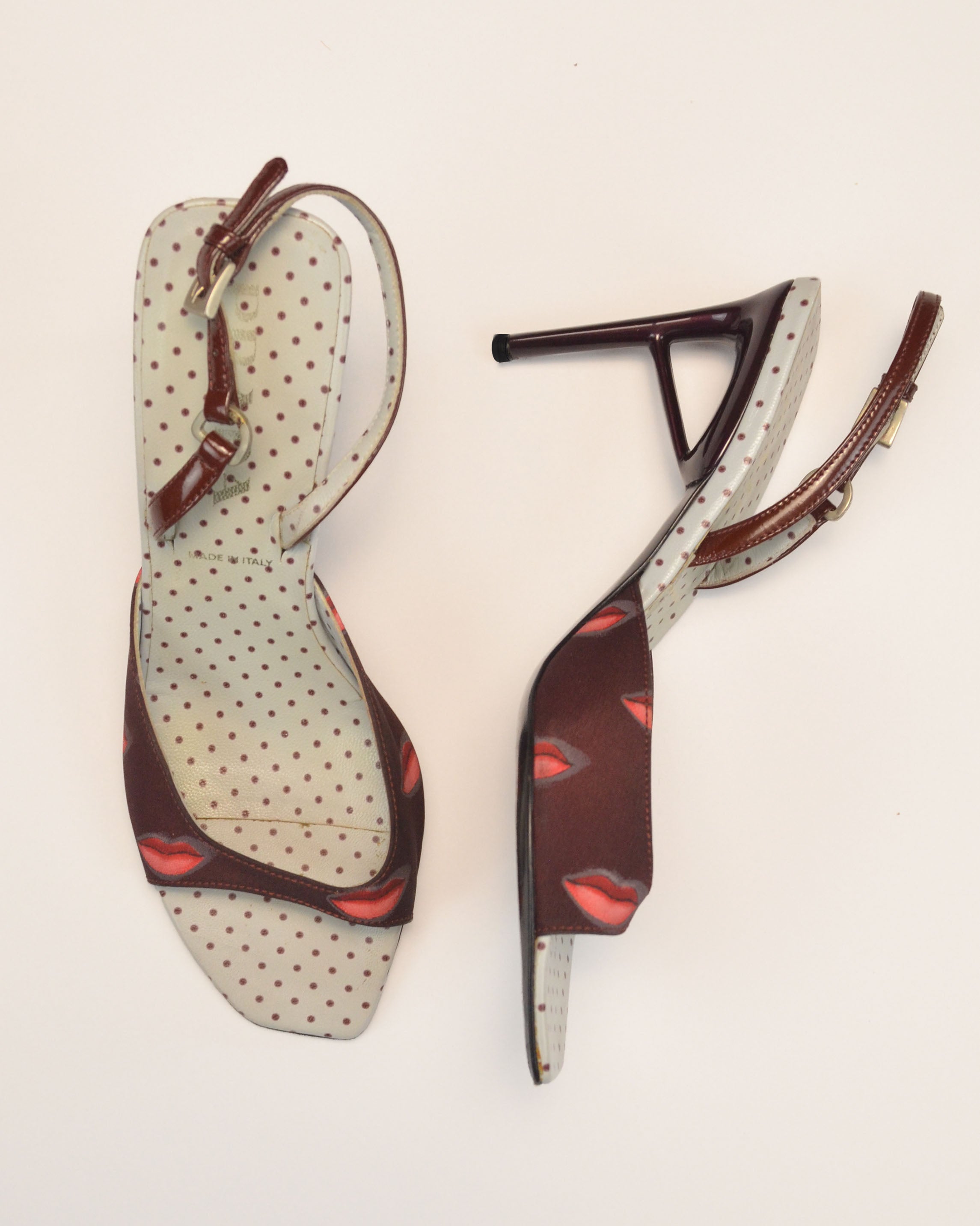 SPRING SUMMER 2000 LIPSTICK PRINT SLINGBACK MULES