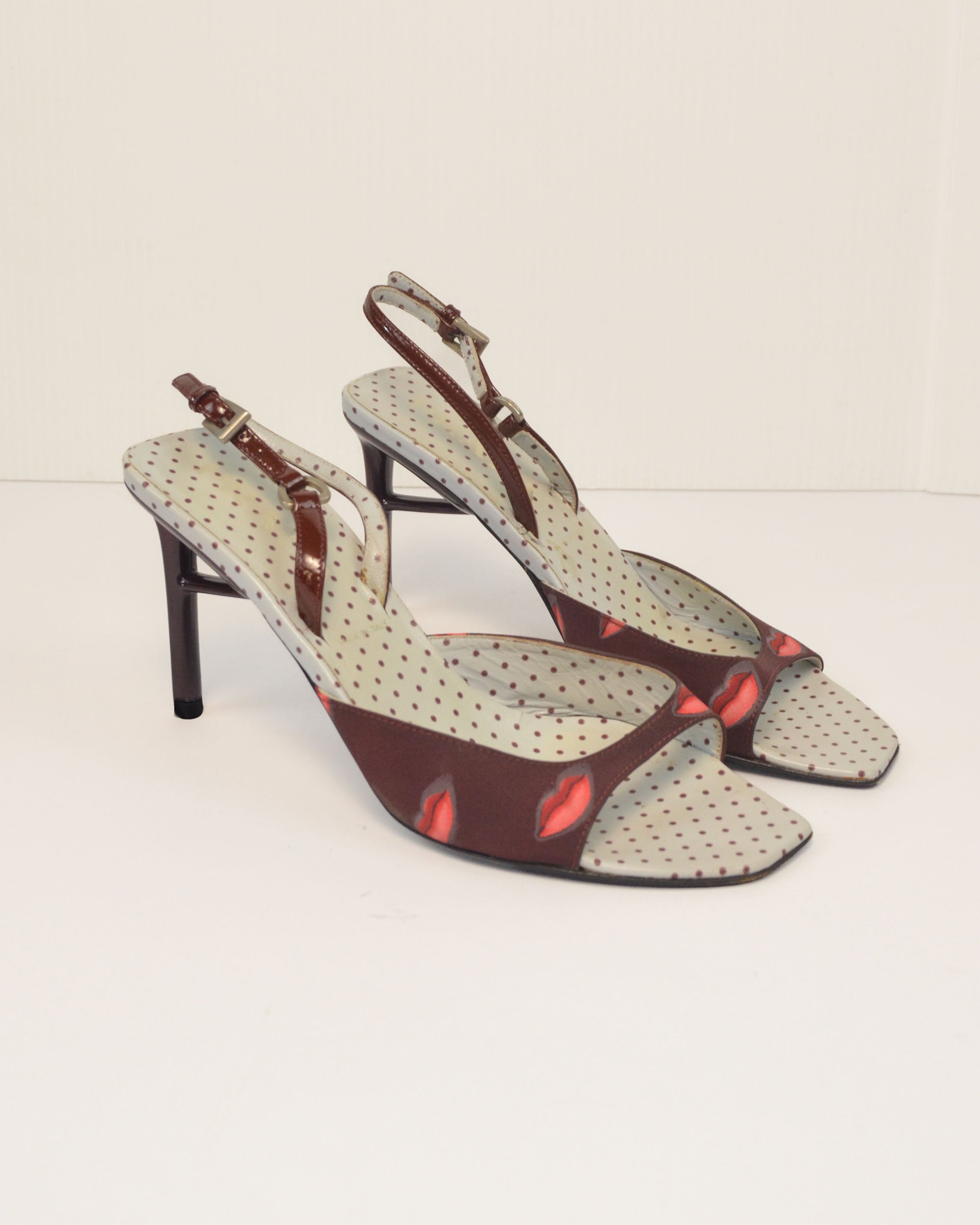 SPRING SUMMER 2000 LIPSTICK PRINT SLINGBACK MULES