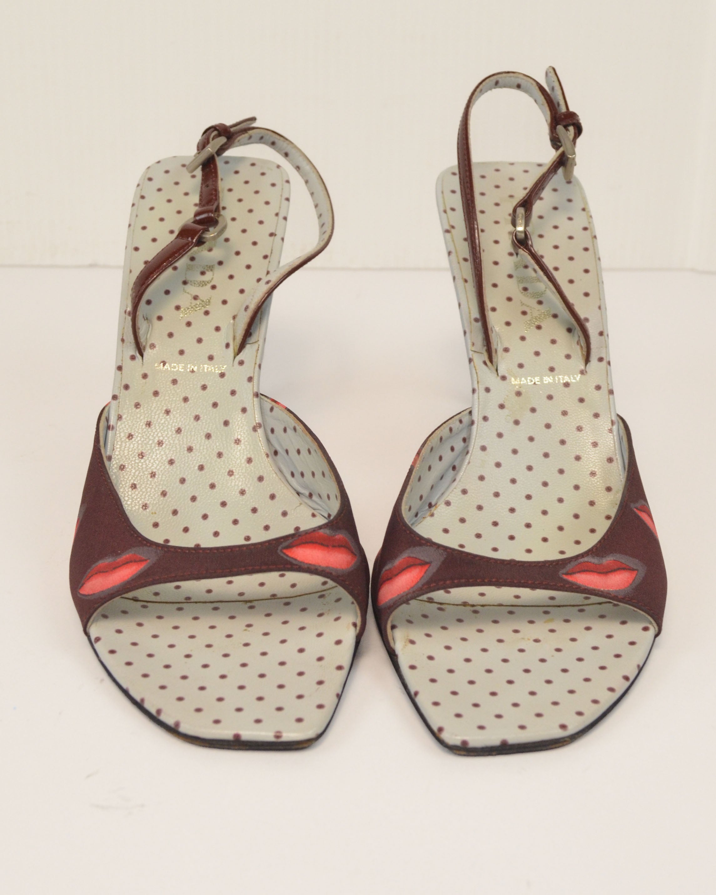 SPRING SUMMER 2000 LIPSTICK PRINT SLINGBACK MULES