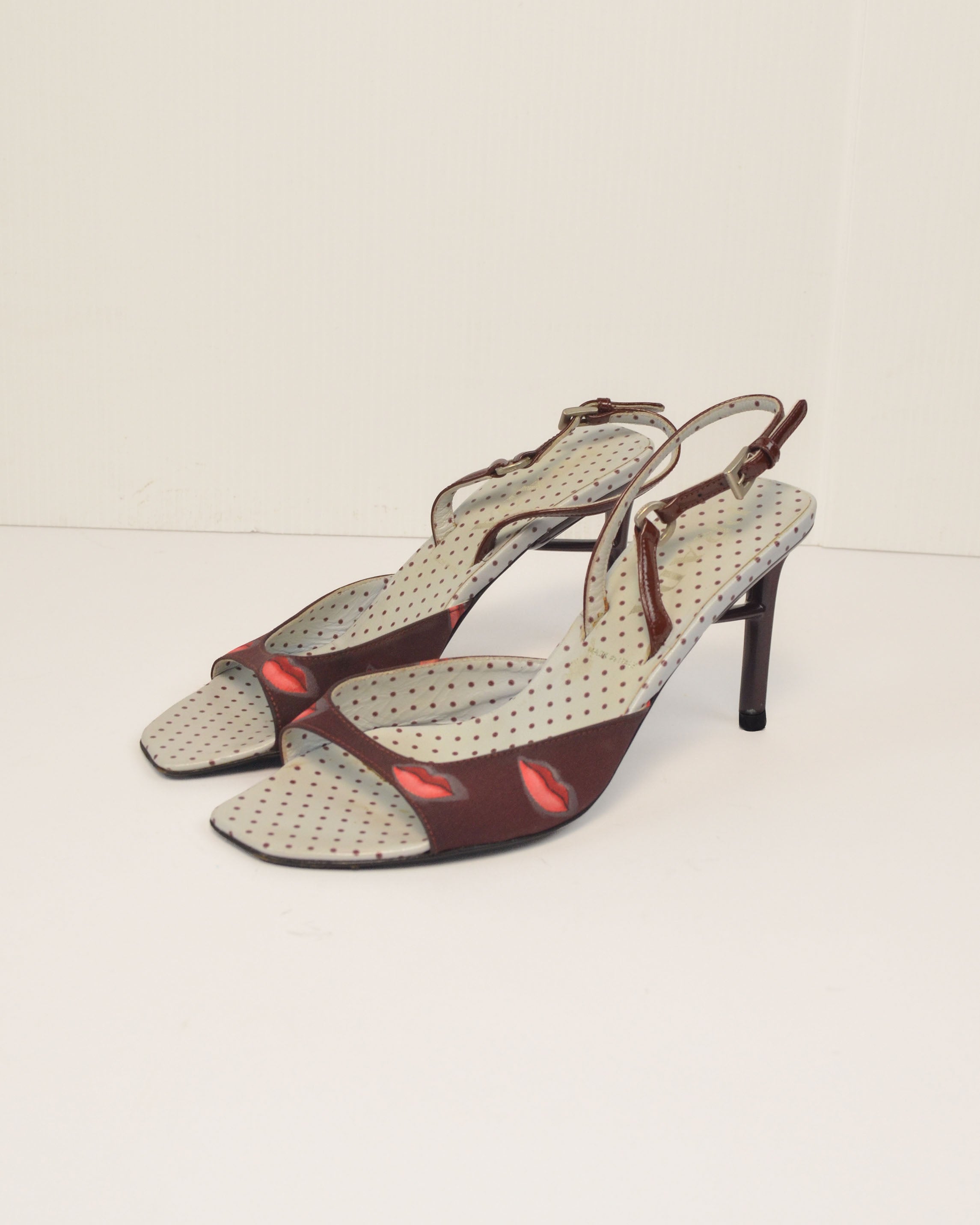 SPRING SUMMER 2000 LIPSTICK PRINT SLINGBACK MULES