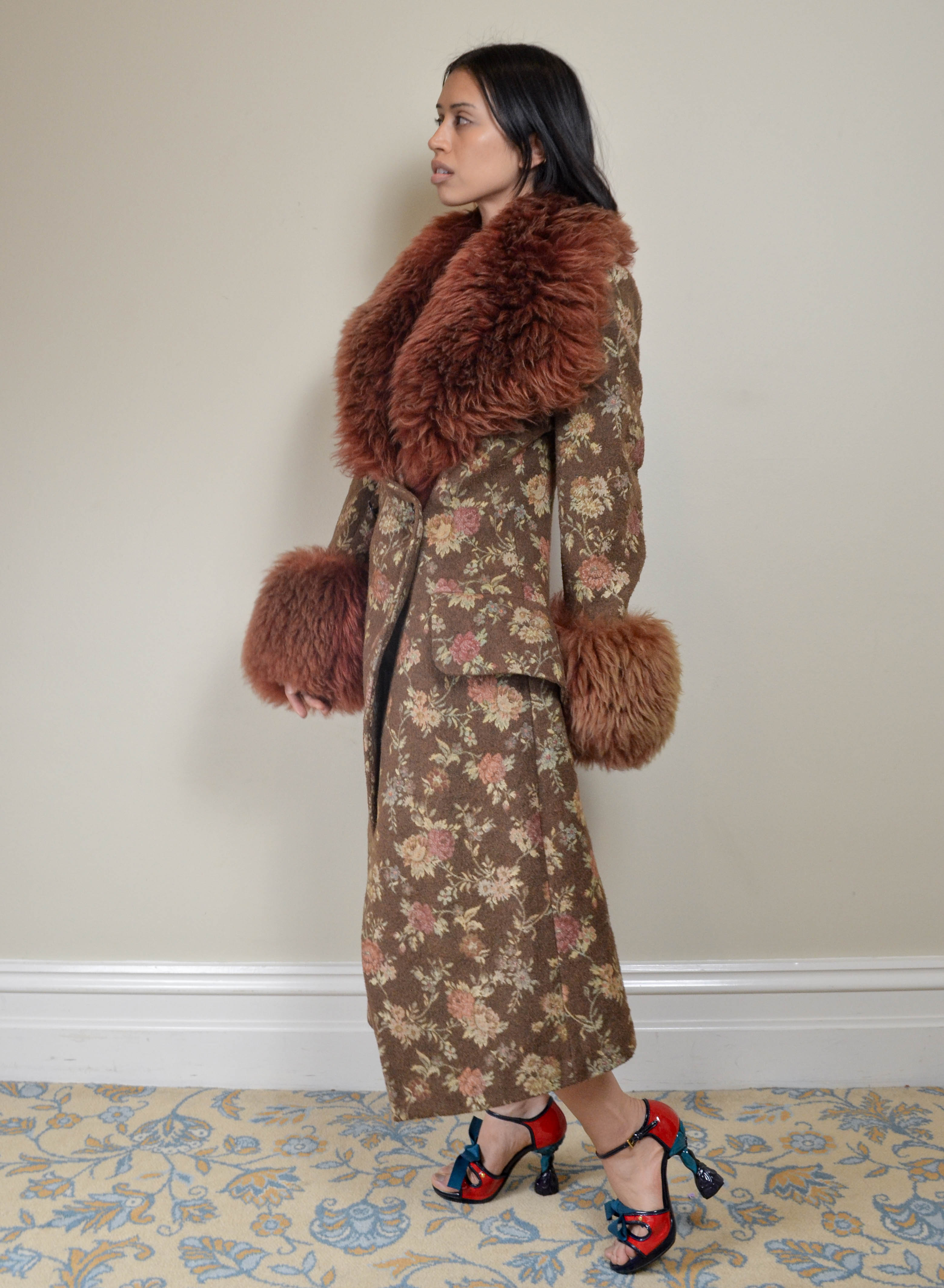 AW1998 FLORAL SUDAN LAMB FUR COAT