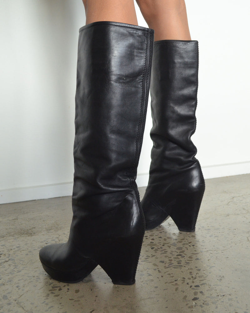 ROBERTO DE CARLO LEATHER PLATFORM BOOTS