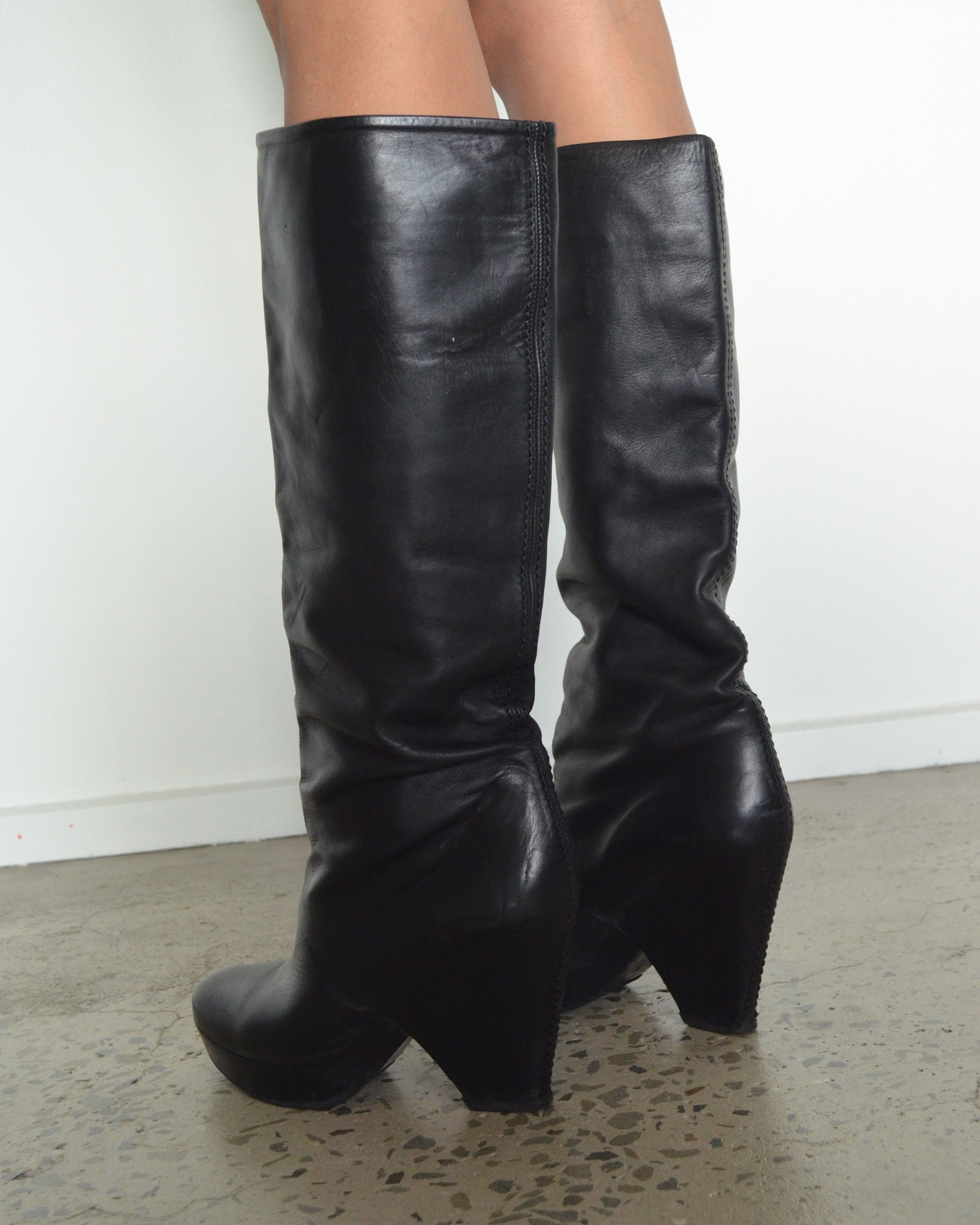 ROBERTO DE CARLO LEATHER PLATFORM BOOTS