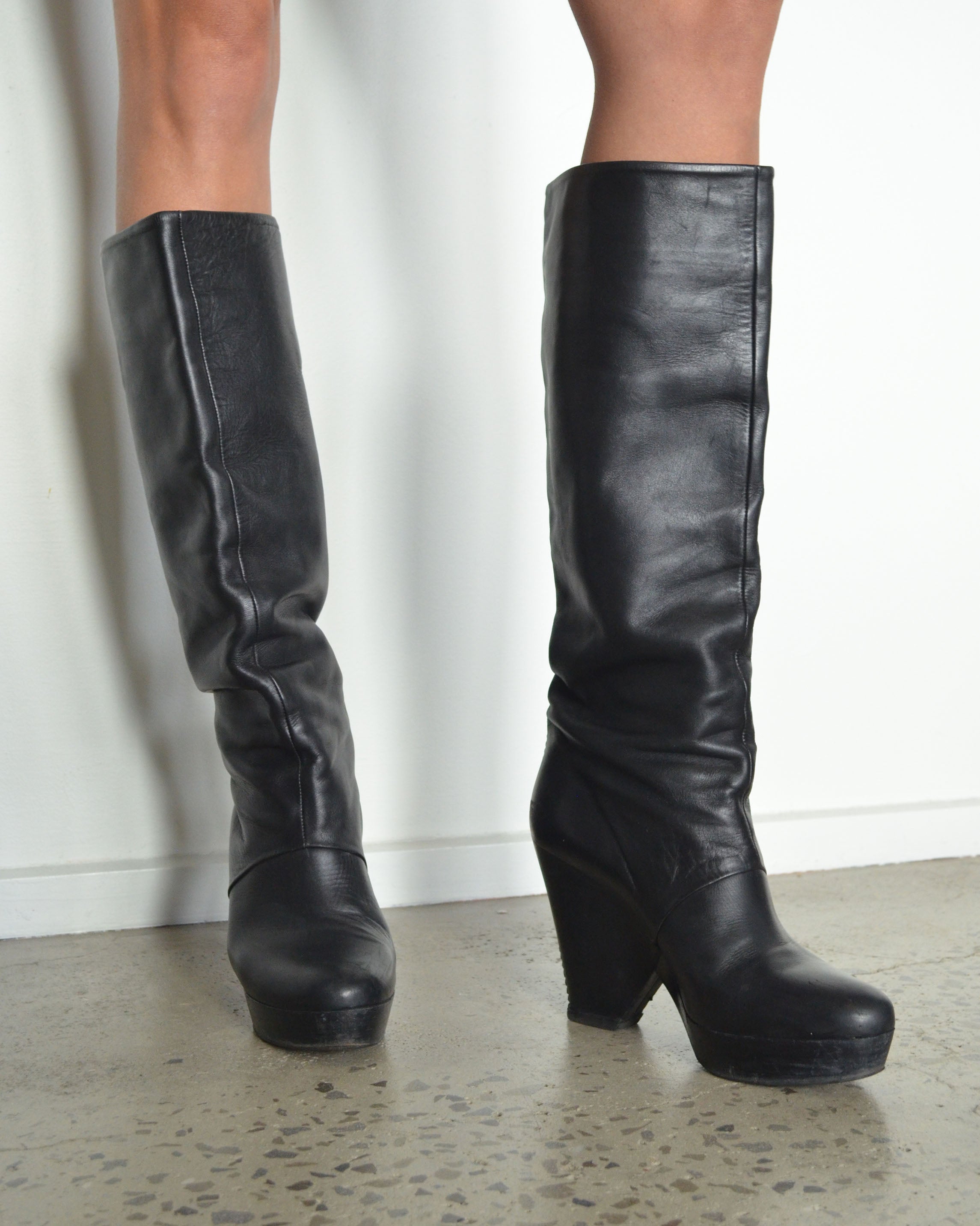ROBERTO DE CARLO LEATHER PLATFORM BOOTS