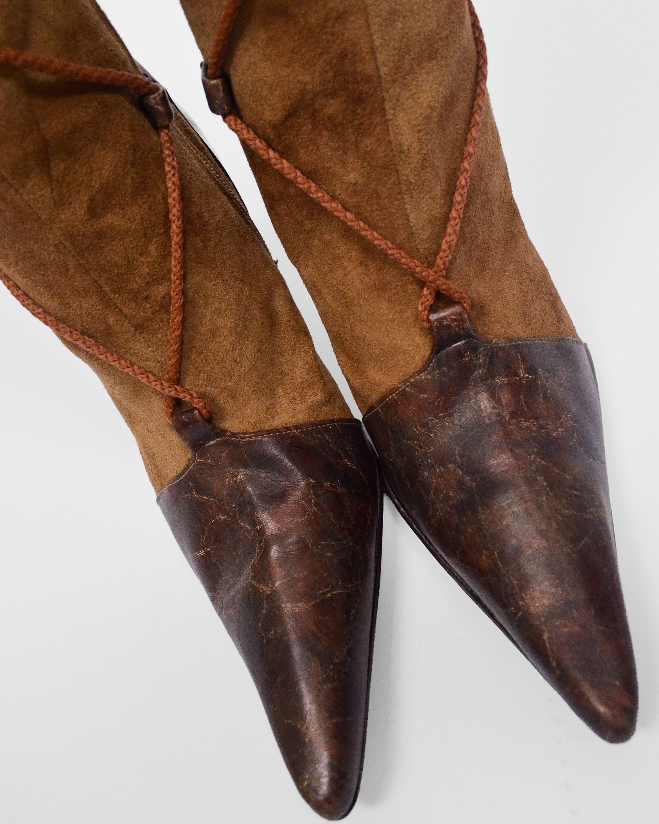 Y2K Corset Lace Up Brown Heeled Boots