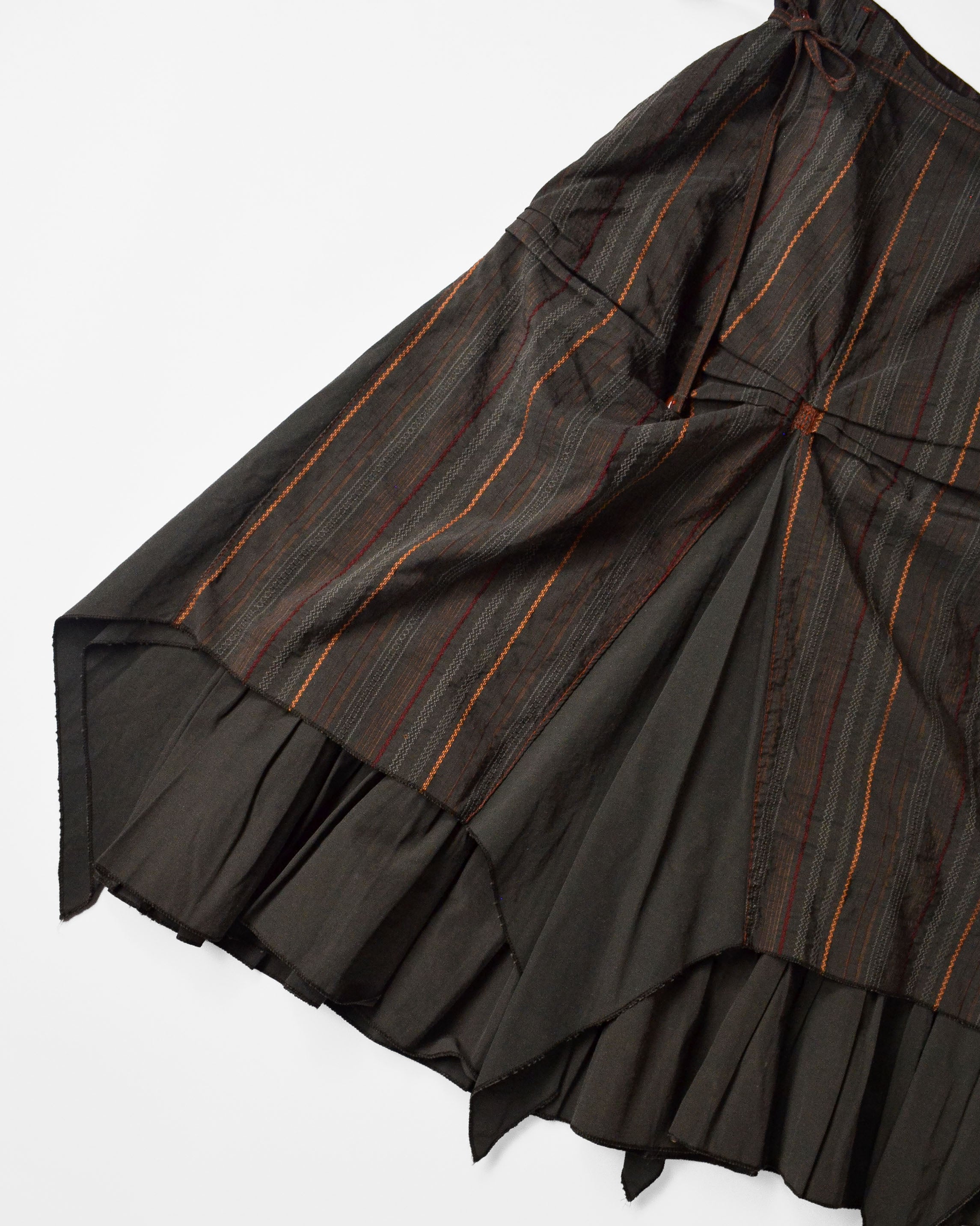 STRIPED ASYMMETRIC FISHTAIL MIDI SKIRT
