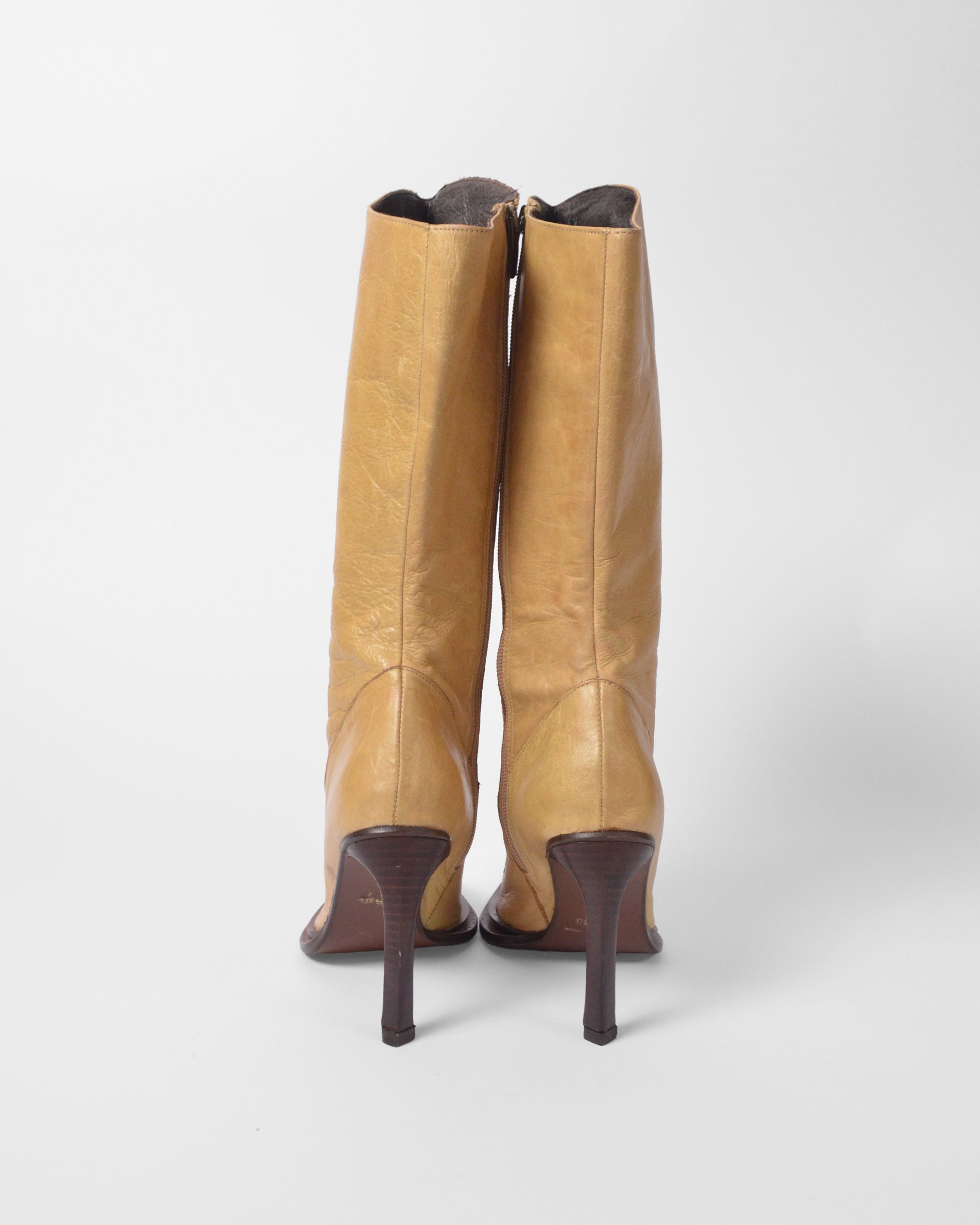 Y2K TAN LEATHER BOOTS