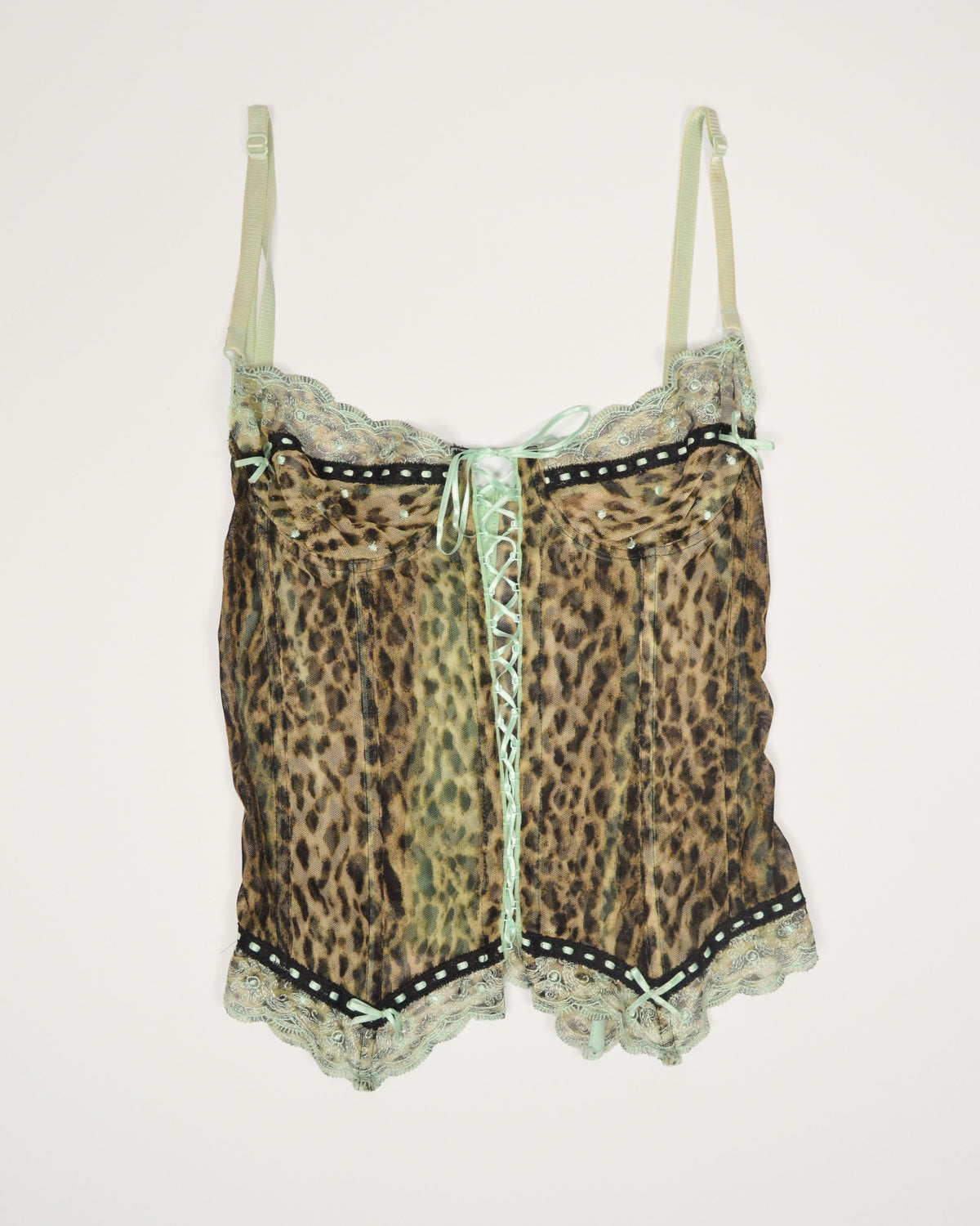 VINTAGE ROBERTO CAVALLI LEOPARD MESH CORSET TOP