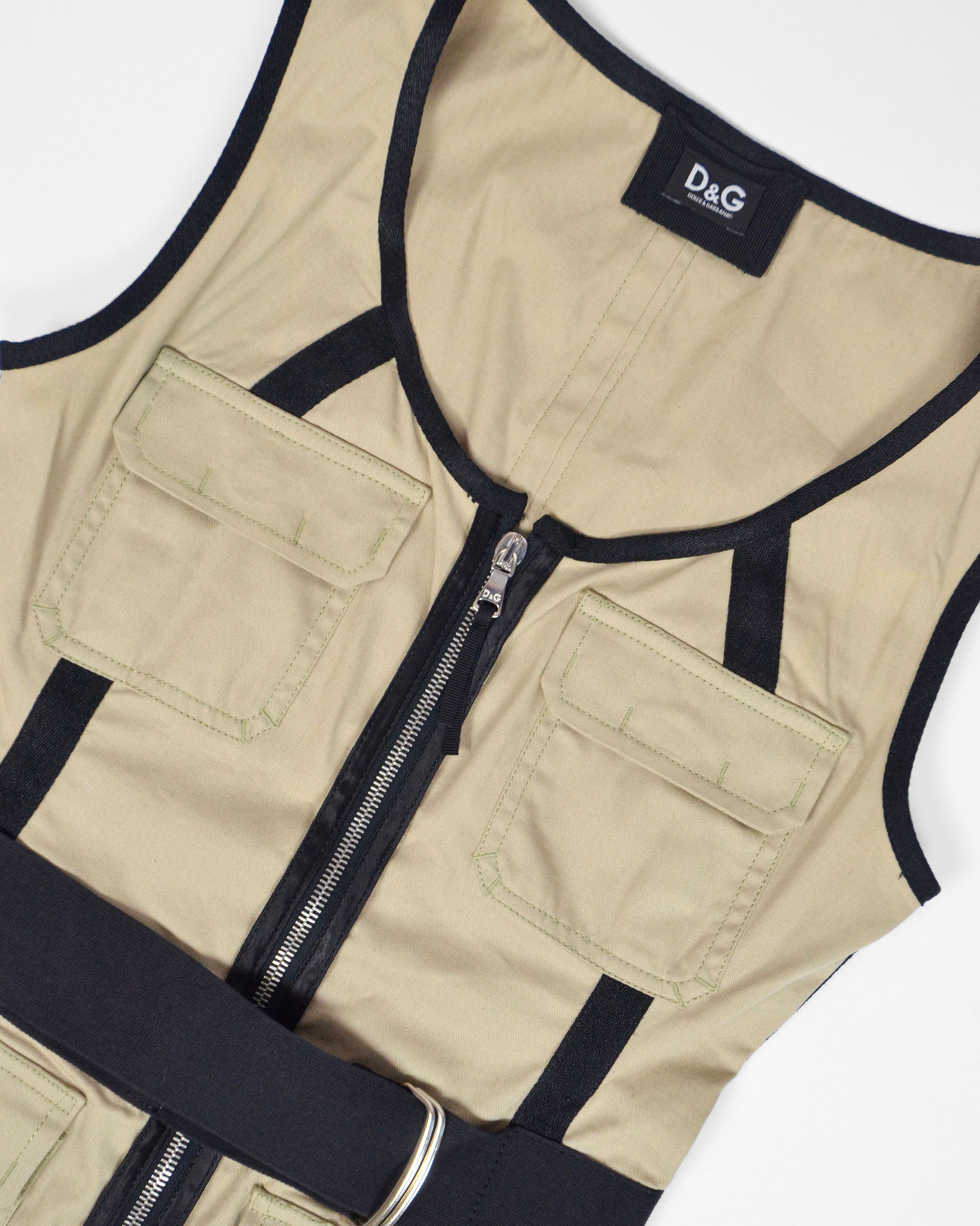 DOLCE & GABBANA 2000'S BONDAGE UTILITY VEST TOP