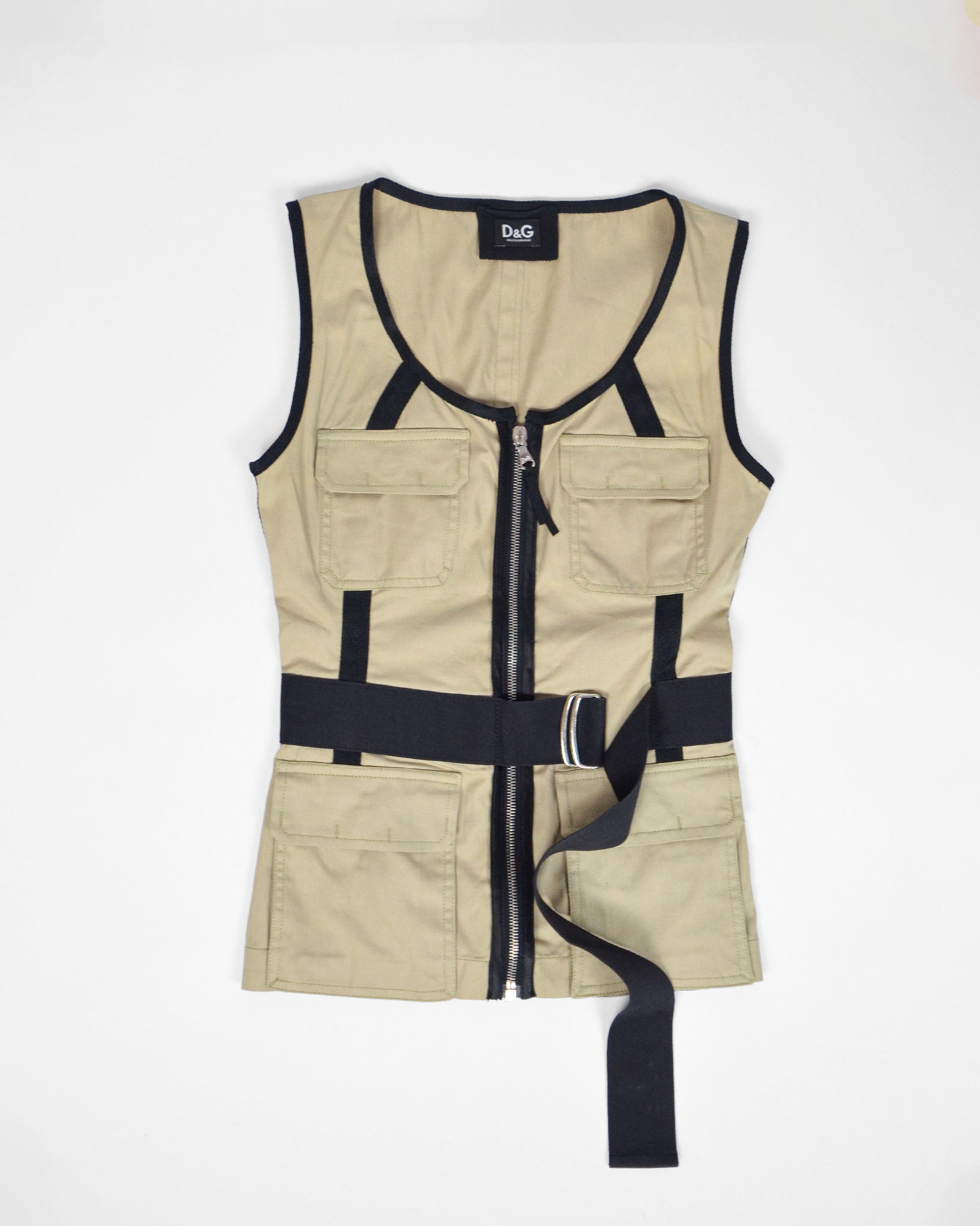 DOLCE & GABBANA 2000'S BONDAGE UTILITY VEST TOP