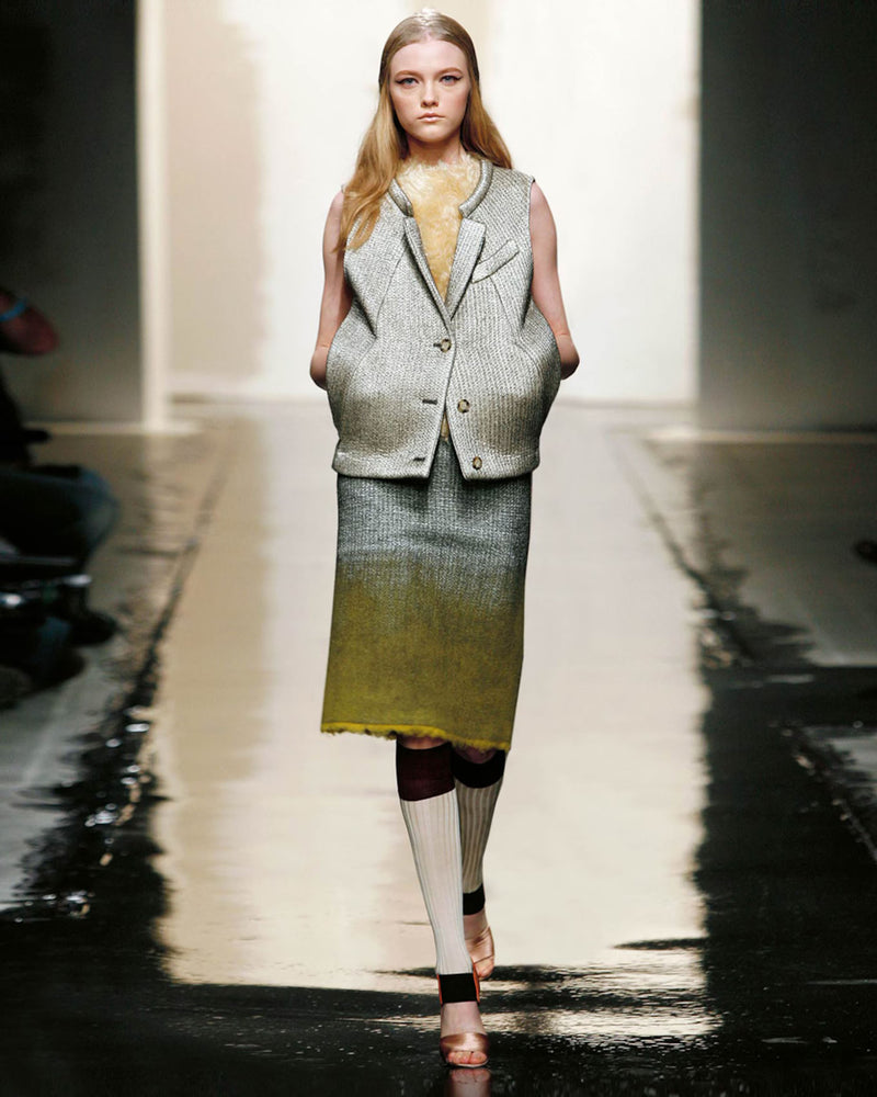 FW2007 OMBRÉ WOOL AND SILK MIDI SKIRT