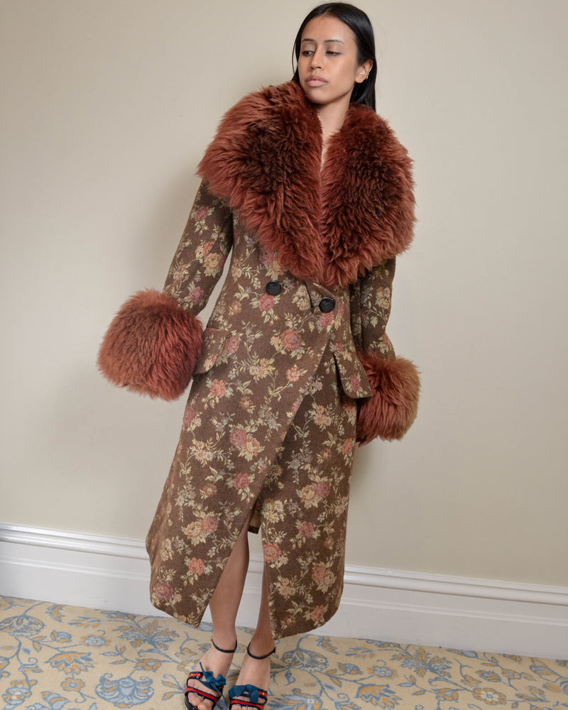 AW1998 FLORAL SUDAN LAMB FUR COAT