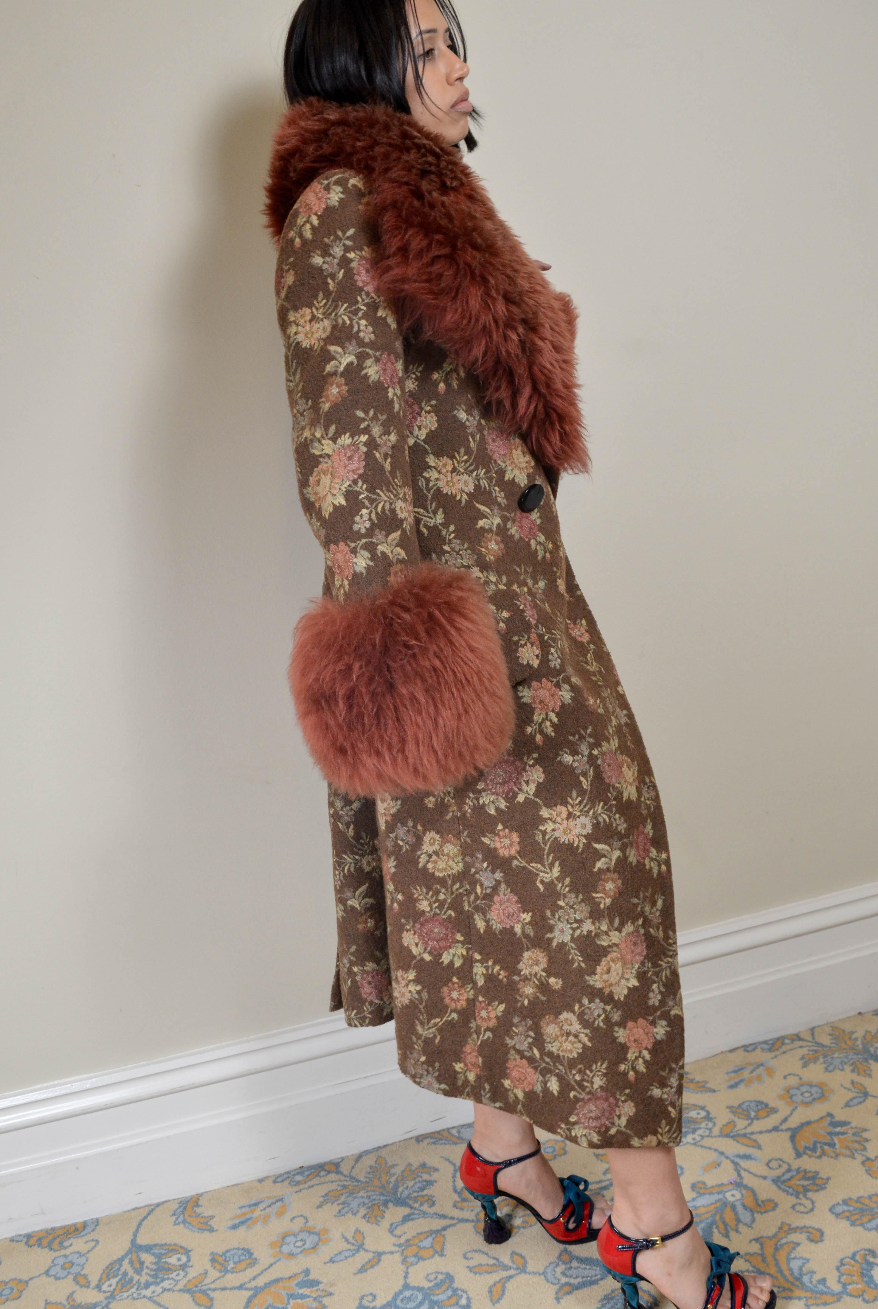 AW1998 FLORAL SUDAN LAMB FUR COAT