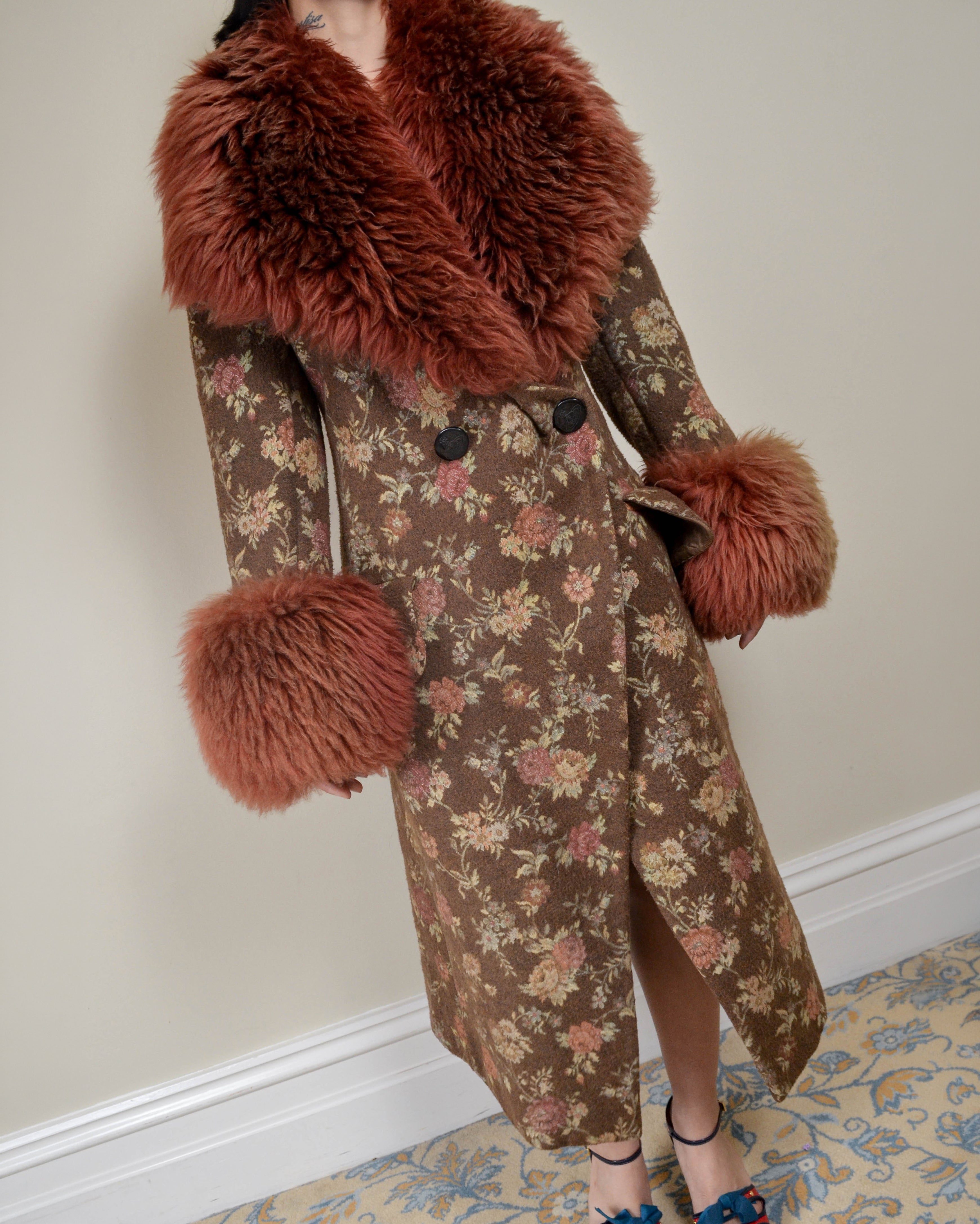 AW1998 FLORAL SUDAN LAMB FUR COAT