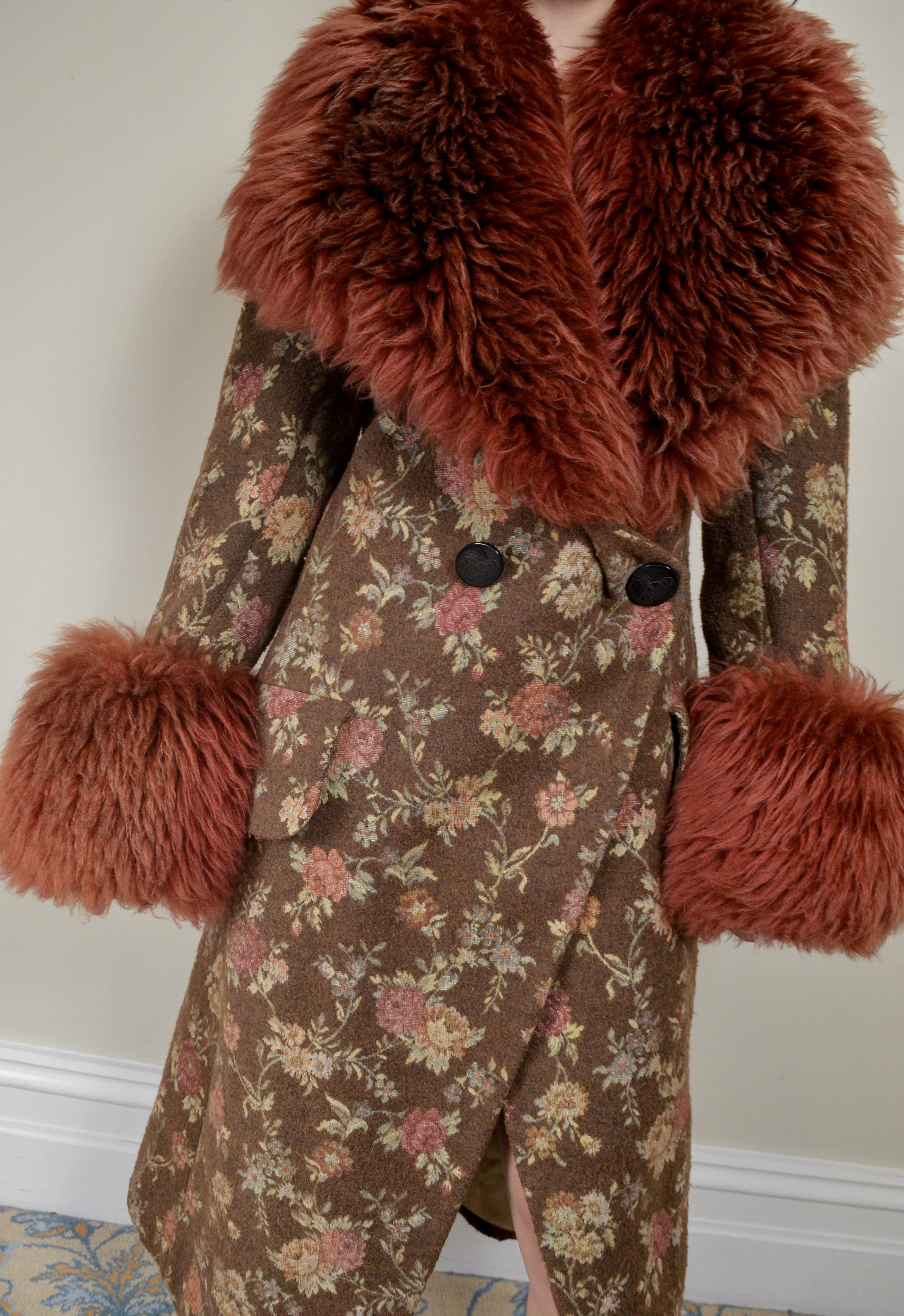 AW1998 FLORAL SUDAN LAMB FUR COAT