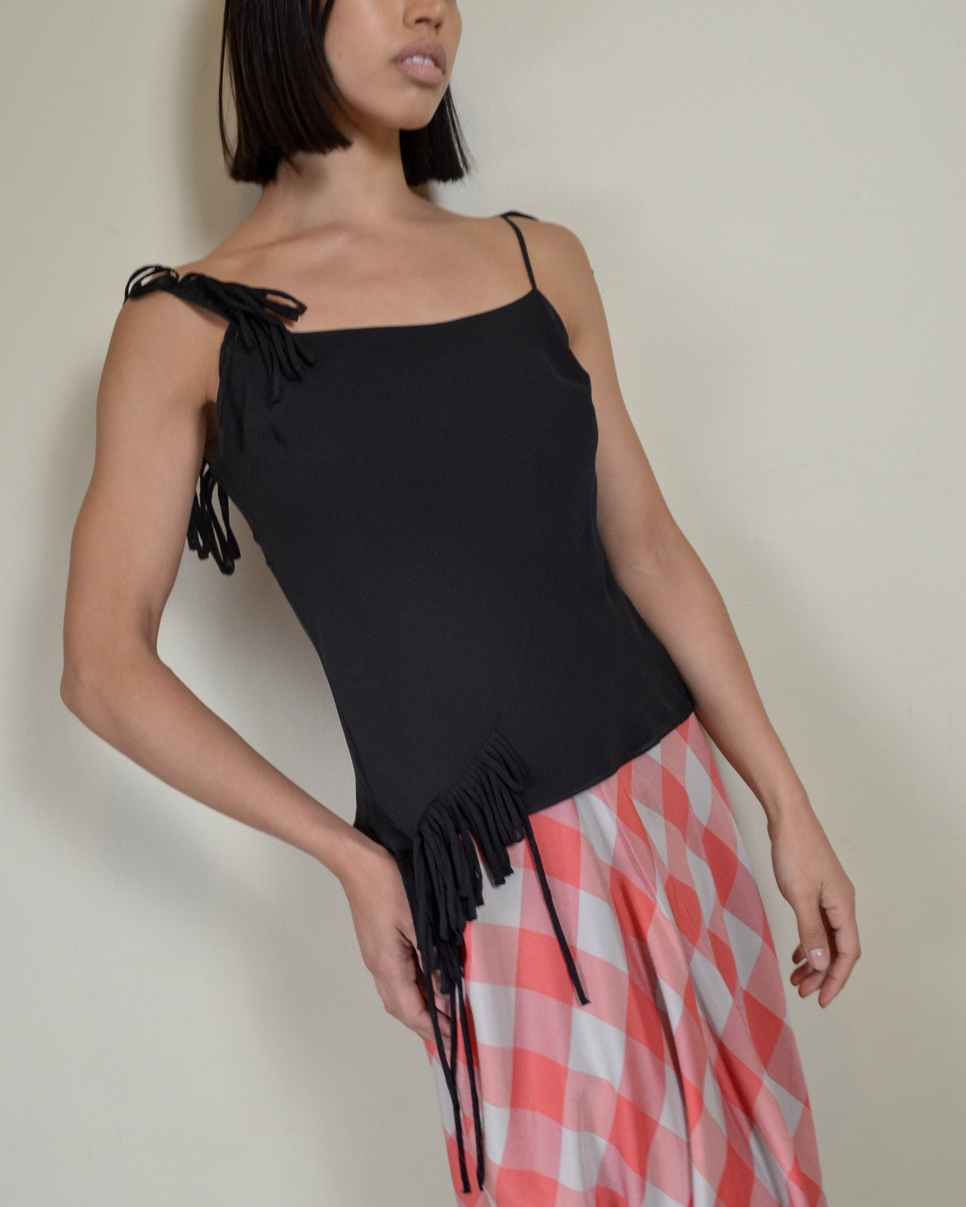 JOHN GALLIANO ERA 00s SILK FRINGE CAMISOLE