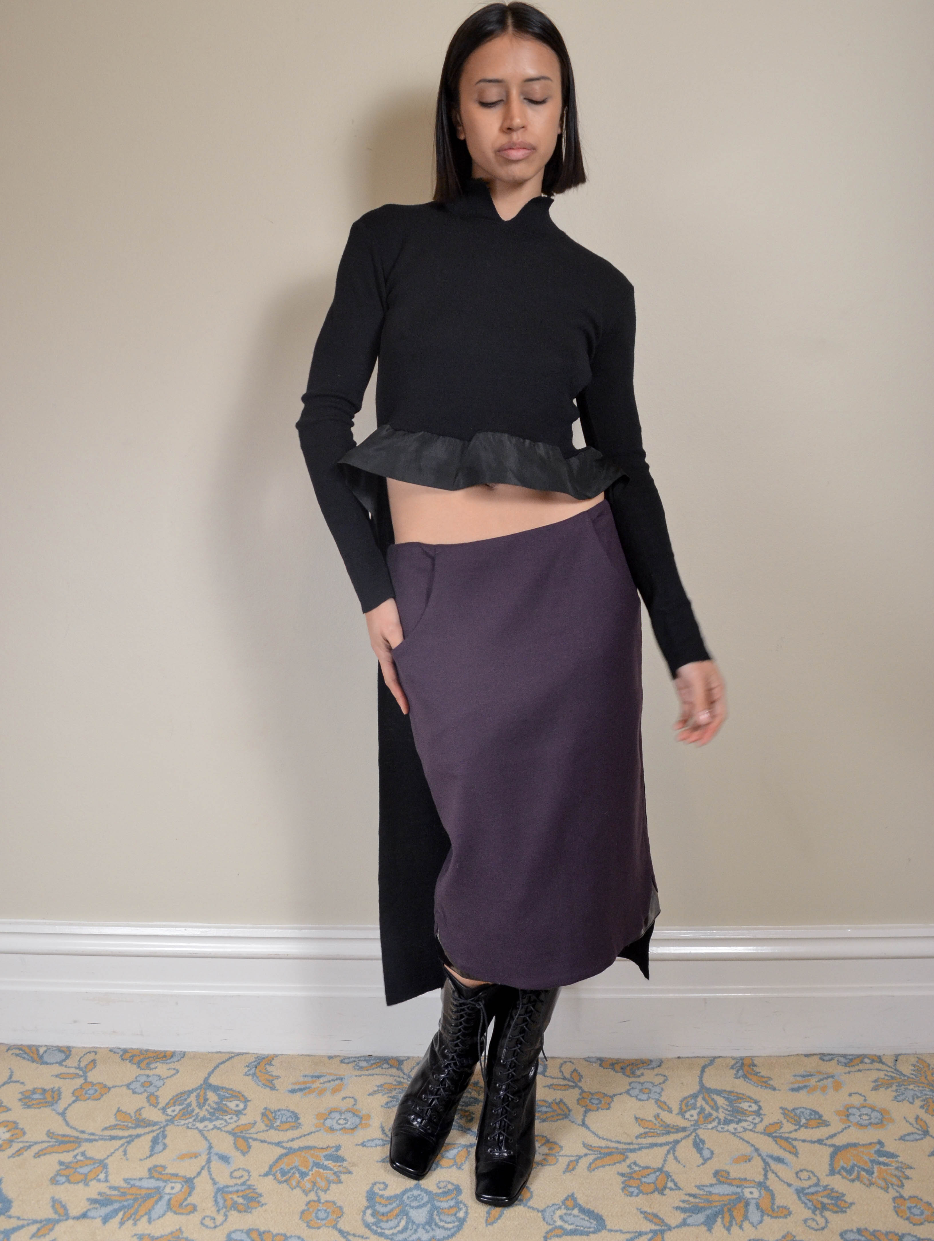 FW2007 WOOL MIDI SKIRT