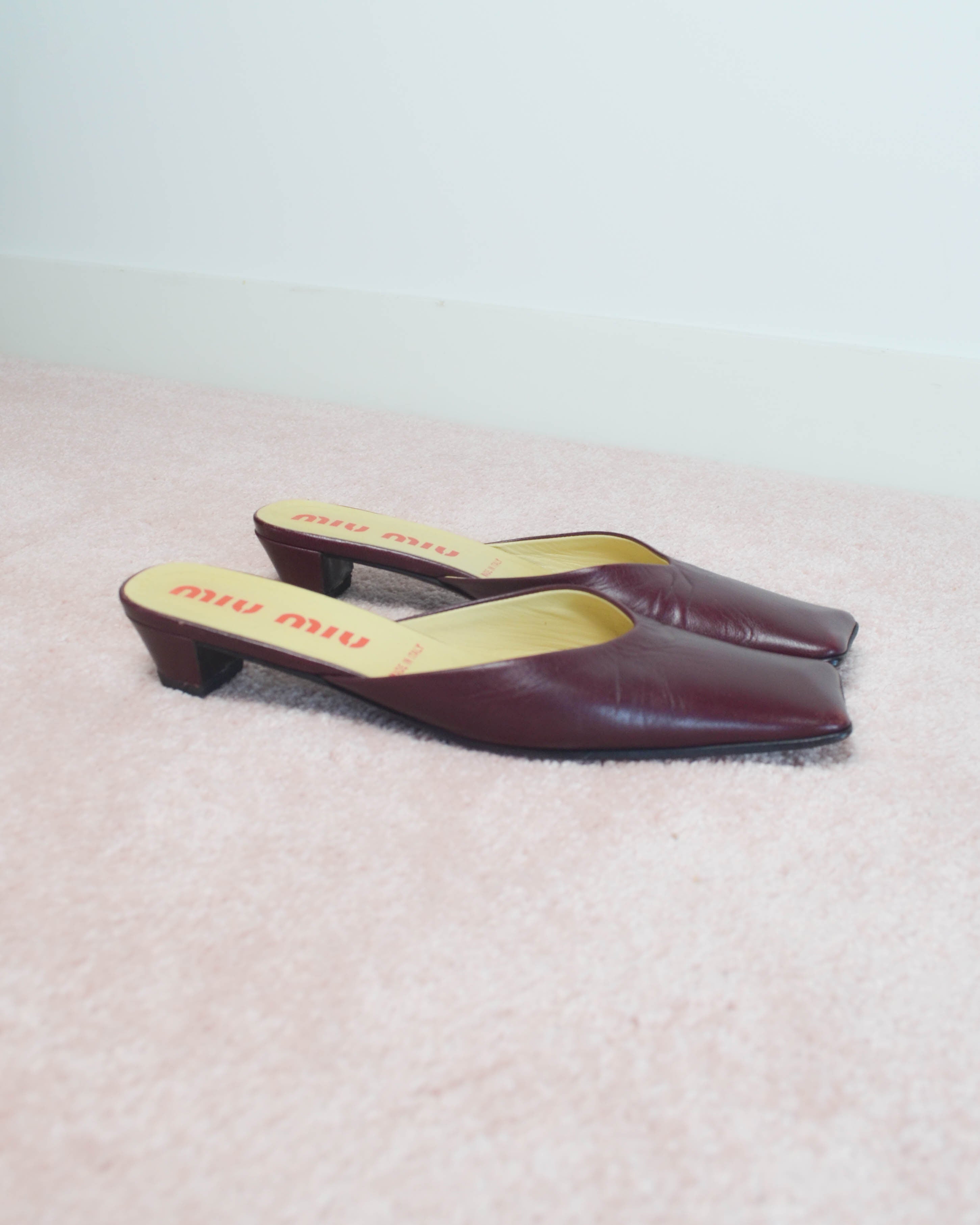 00s SQUARE TOE LEATHER MULES