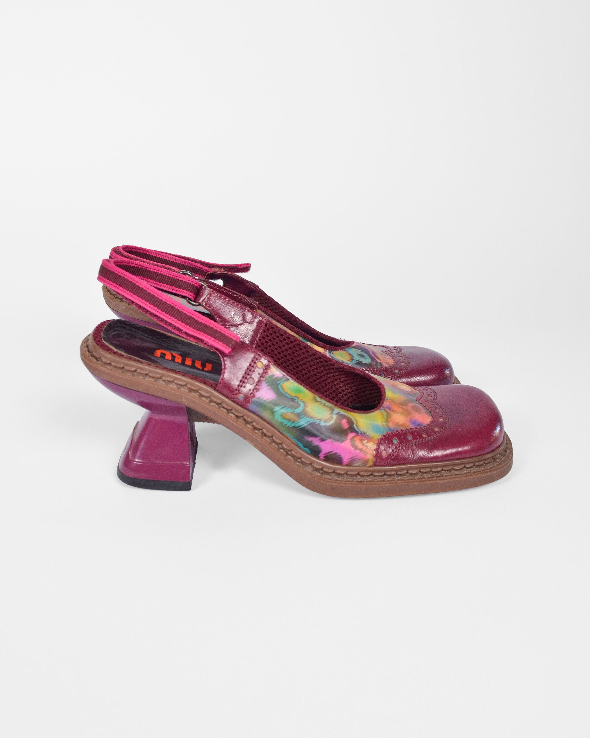 RARE Miu Miu FW1999 Holographic Slingback Heels + Waistbelt