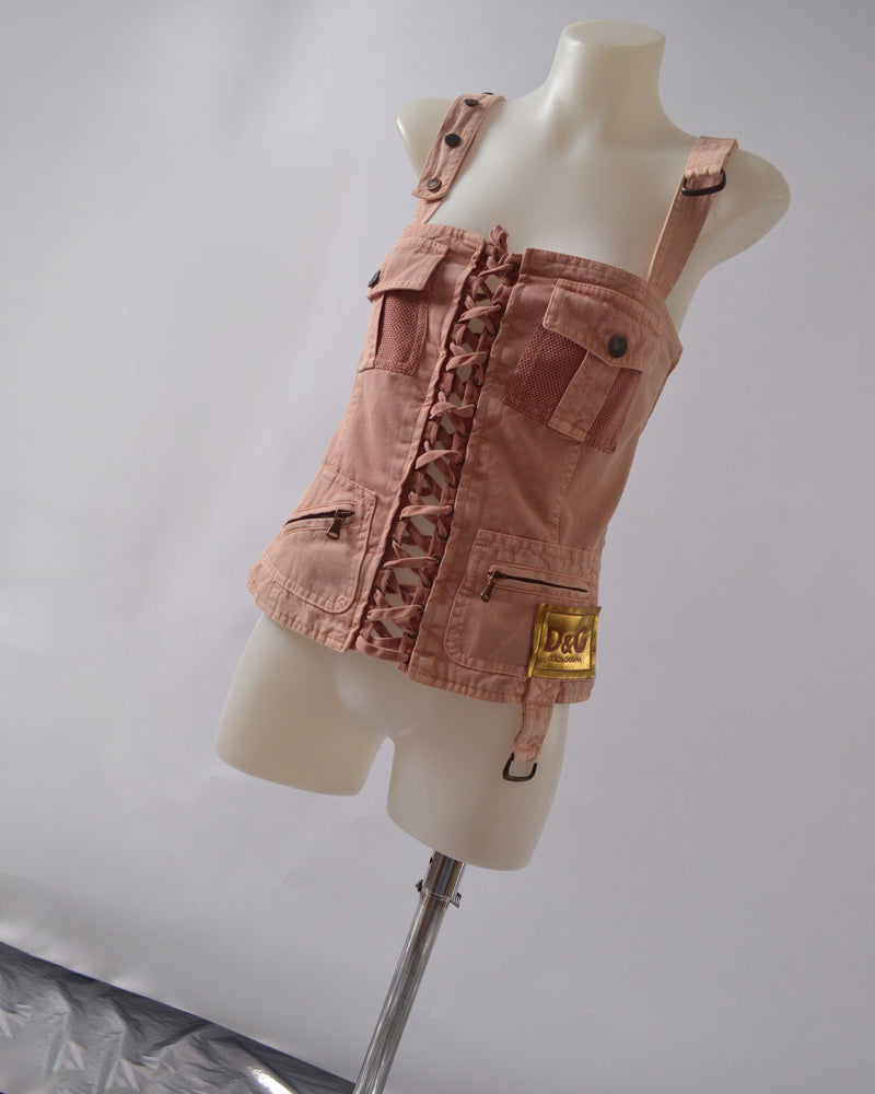 SS2003 DOLCE & GABBANA LACE-UP UTILITY CORSET TOP